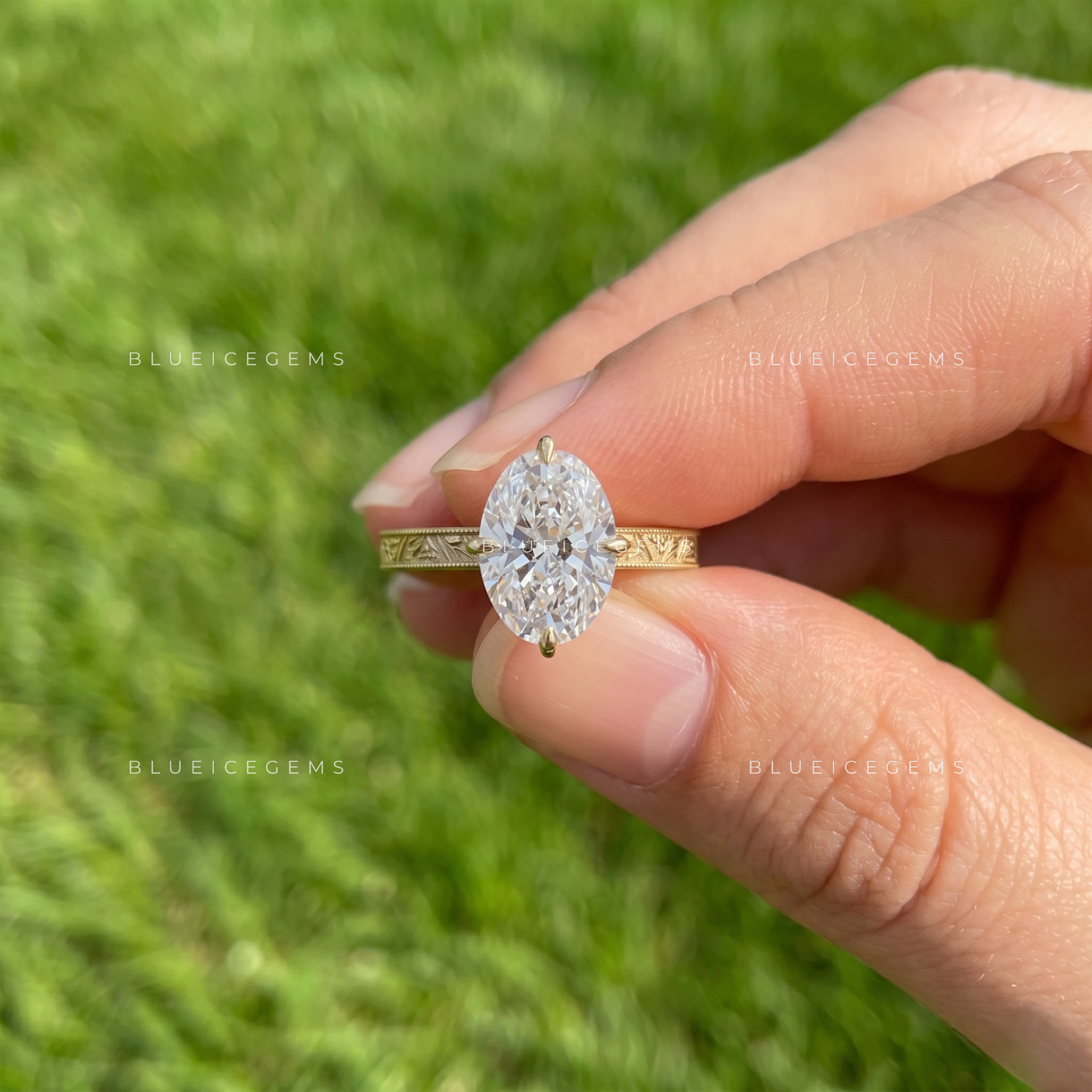 Ethereal Filigree Oval Cut Hidden Halo Engagement Ring