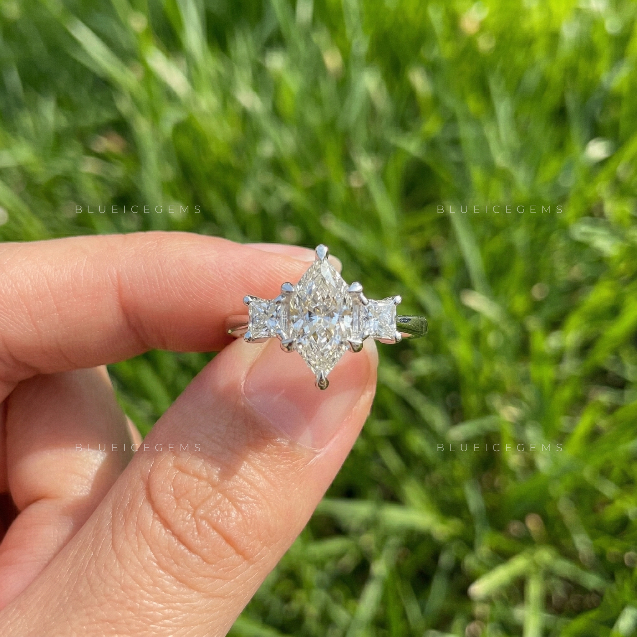 Imperial Sophistication Dutch Marquise and Princess Cut Trilogy Ring