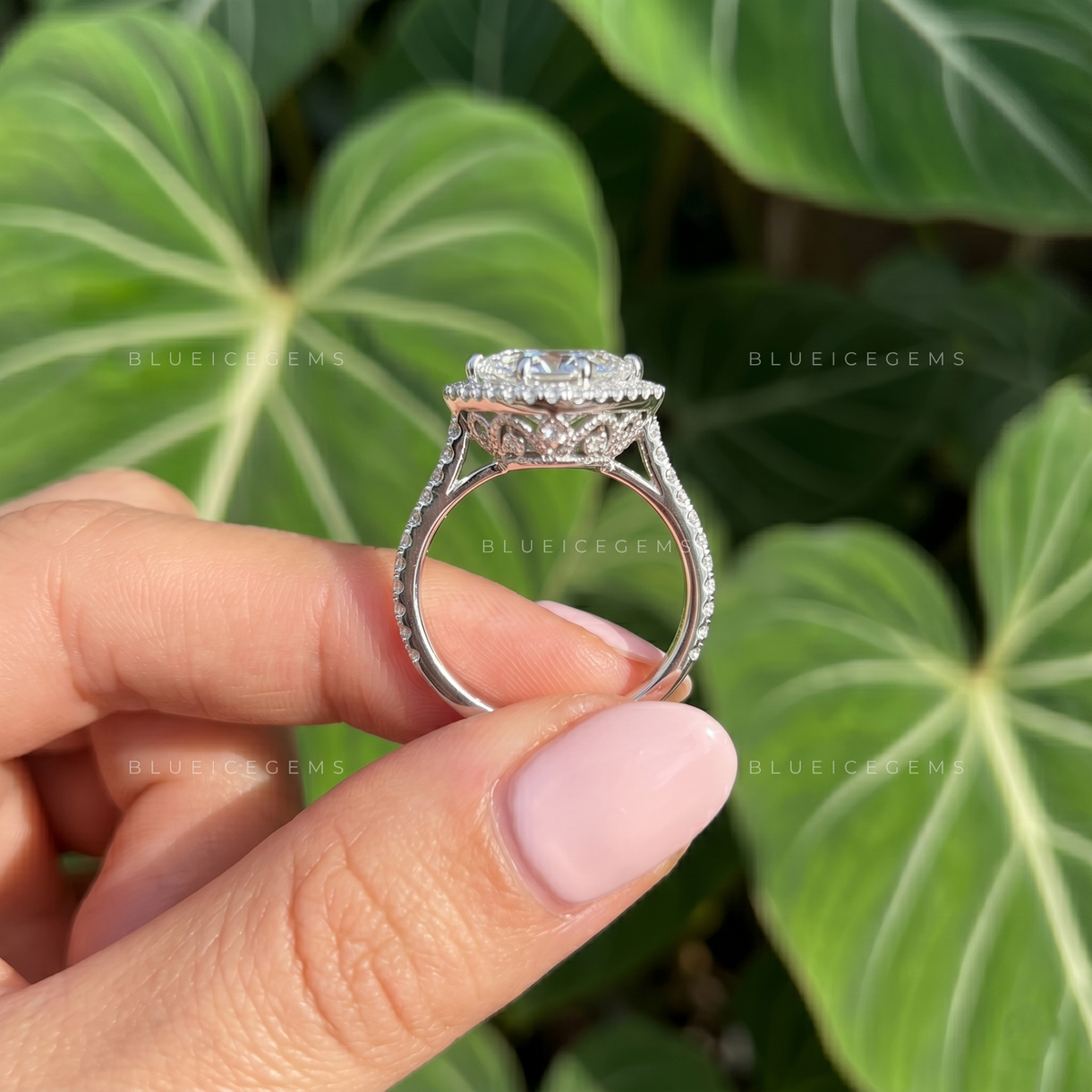 Regal Luminescence Marquise Cut Halo Cathedral Engagement Ring