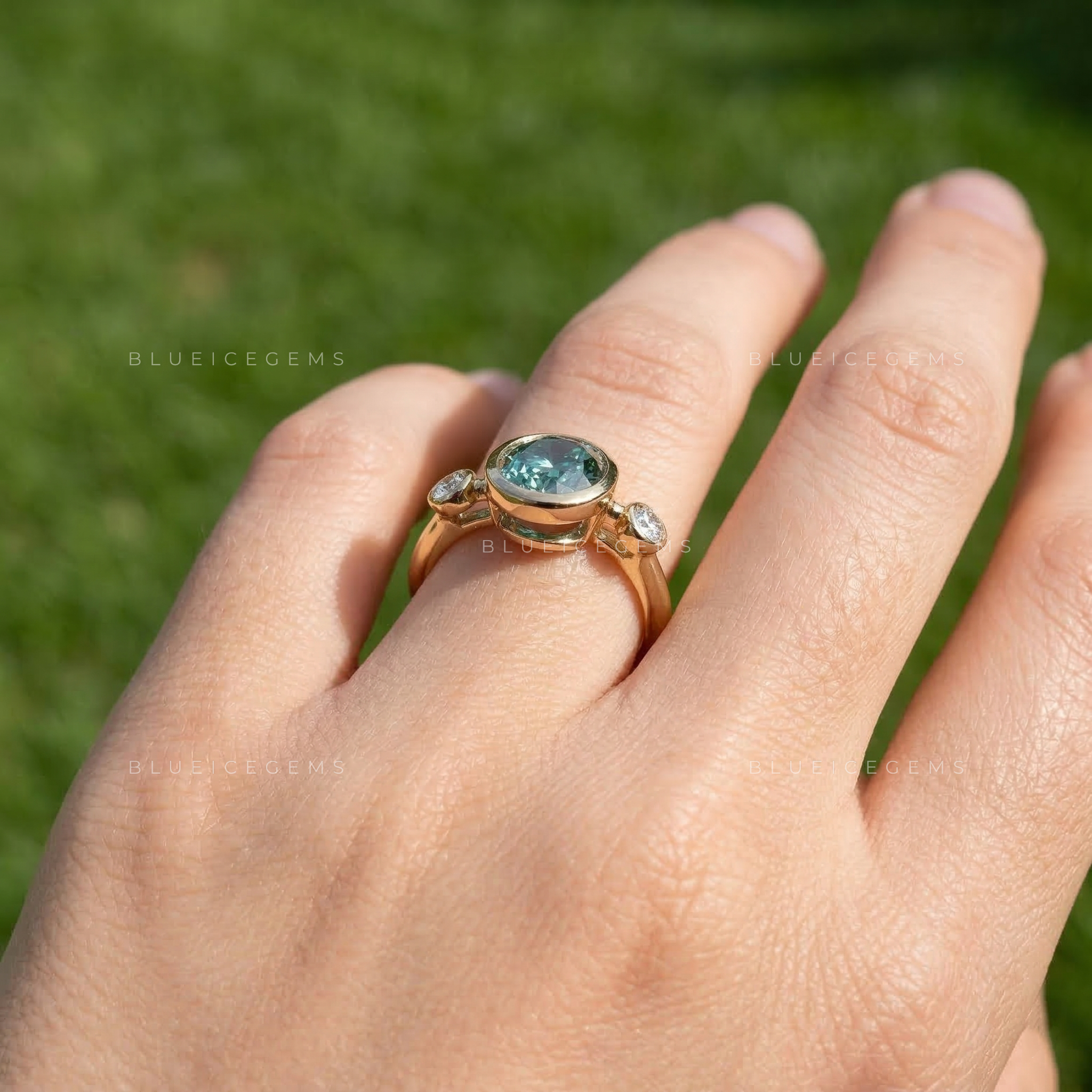Emerald Forest Oval Cut Pavé Engagement Ring