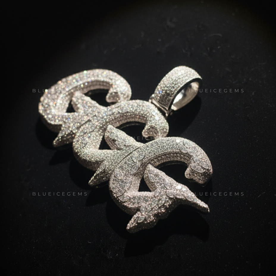 The "GGG" Floral Infusion: Marquise-Mosaic & 3D Bubble Script Pendant
