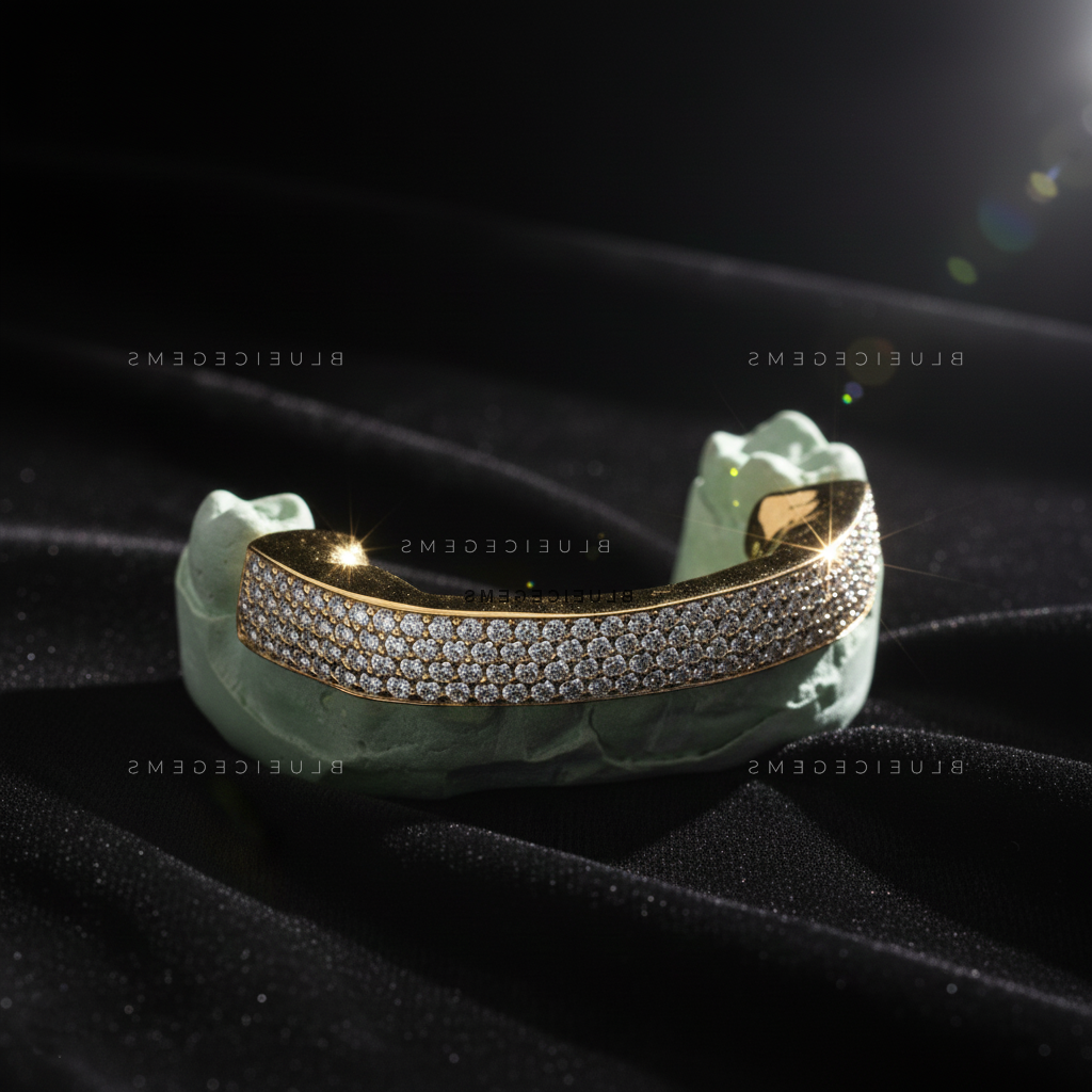 High-Polish Gold & Diamond Bridge Grillz