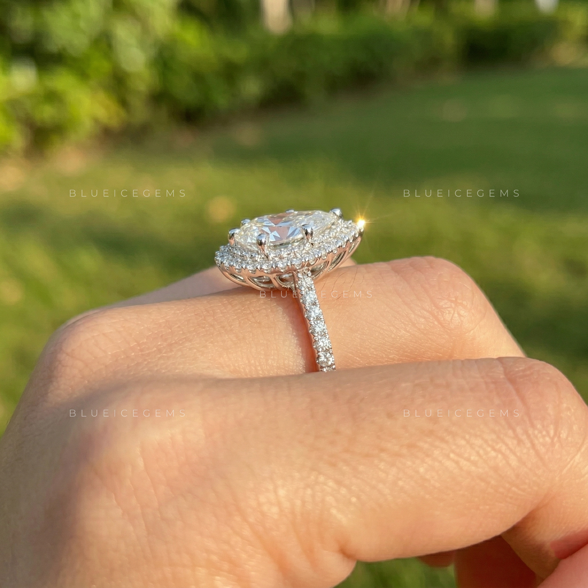 Elegant Radiance Pear Cut Pavé Engagement Ring