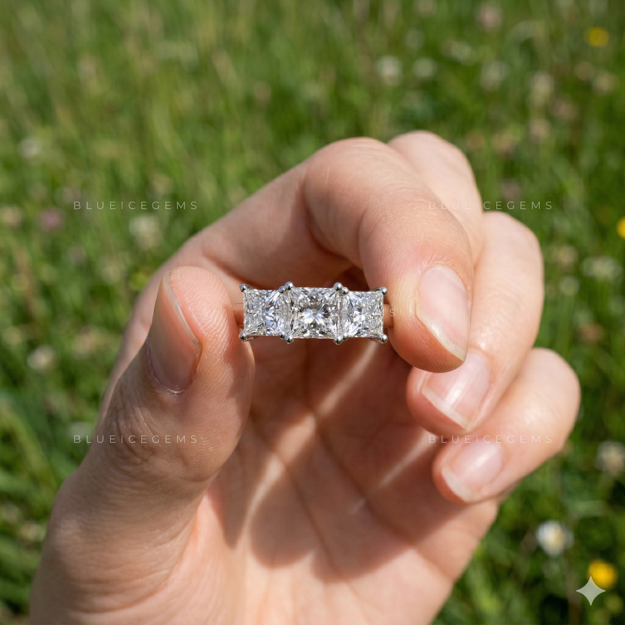 Modern Grandeur Princess Cut Trilogy Engagement Ring