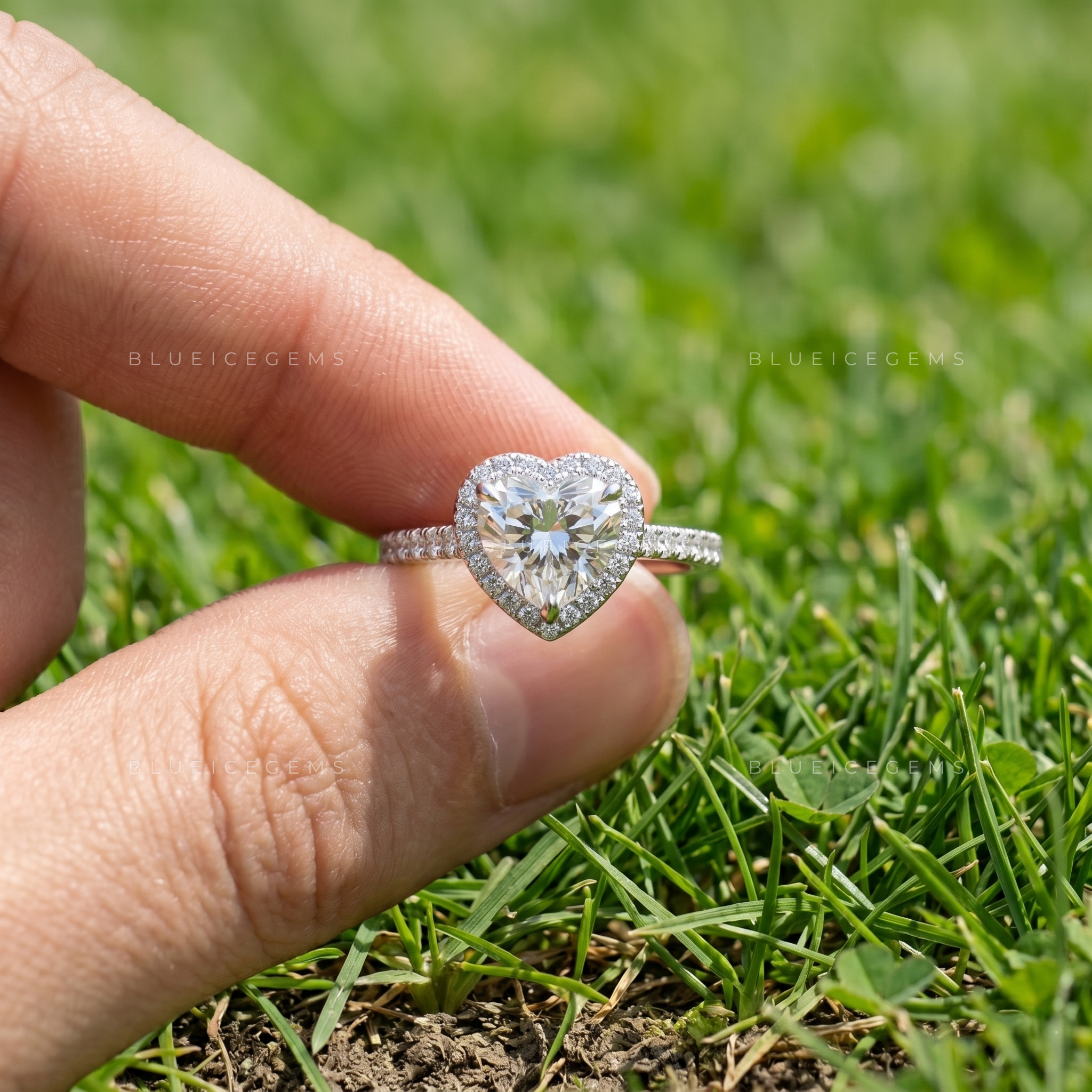 Amore Whisper Heart Cut Delicate Pavé Accent Engagement Ring