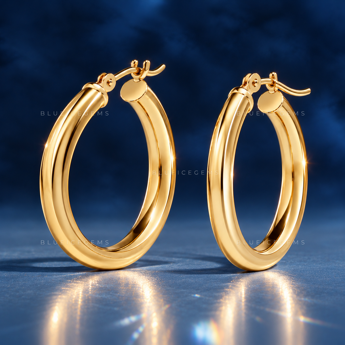 Polished Hollow Tube Hoop Earrings