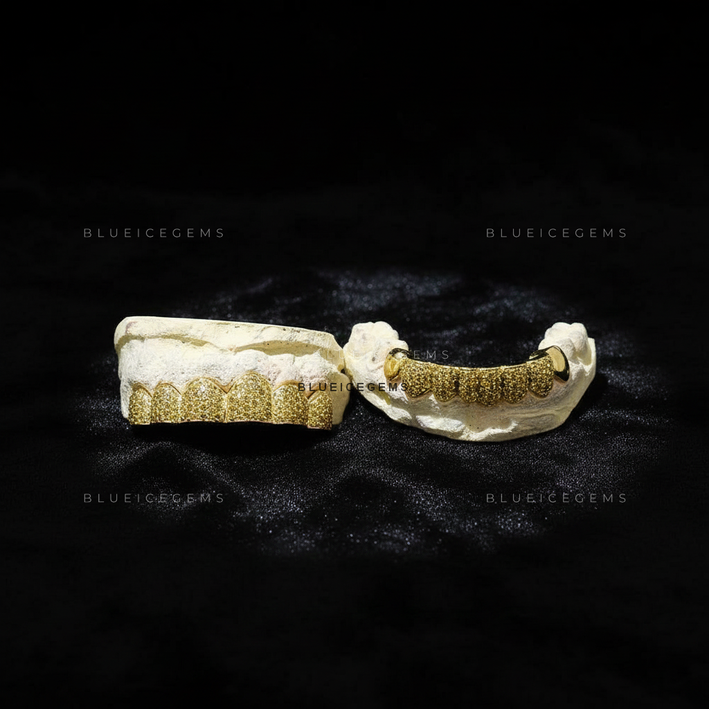 Yellow Diamond Gilded Avalanche Full-Set Grillz