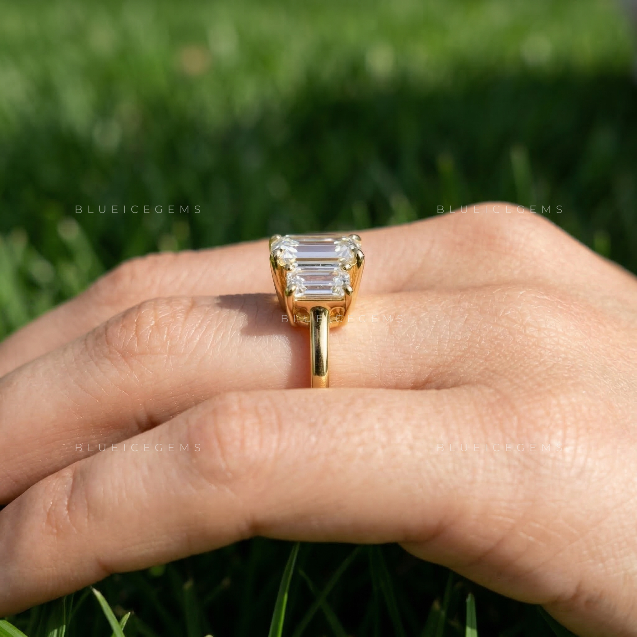 Luminous Trilogy Emerald Cut Engagement Ring