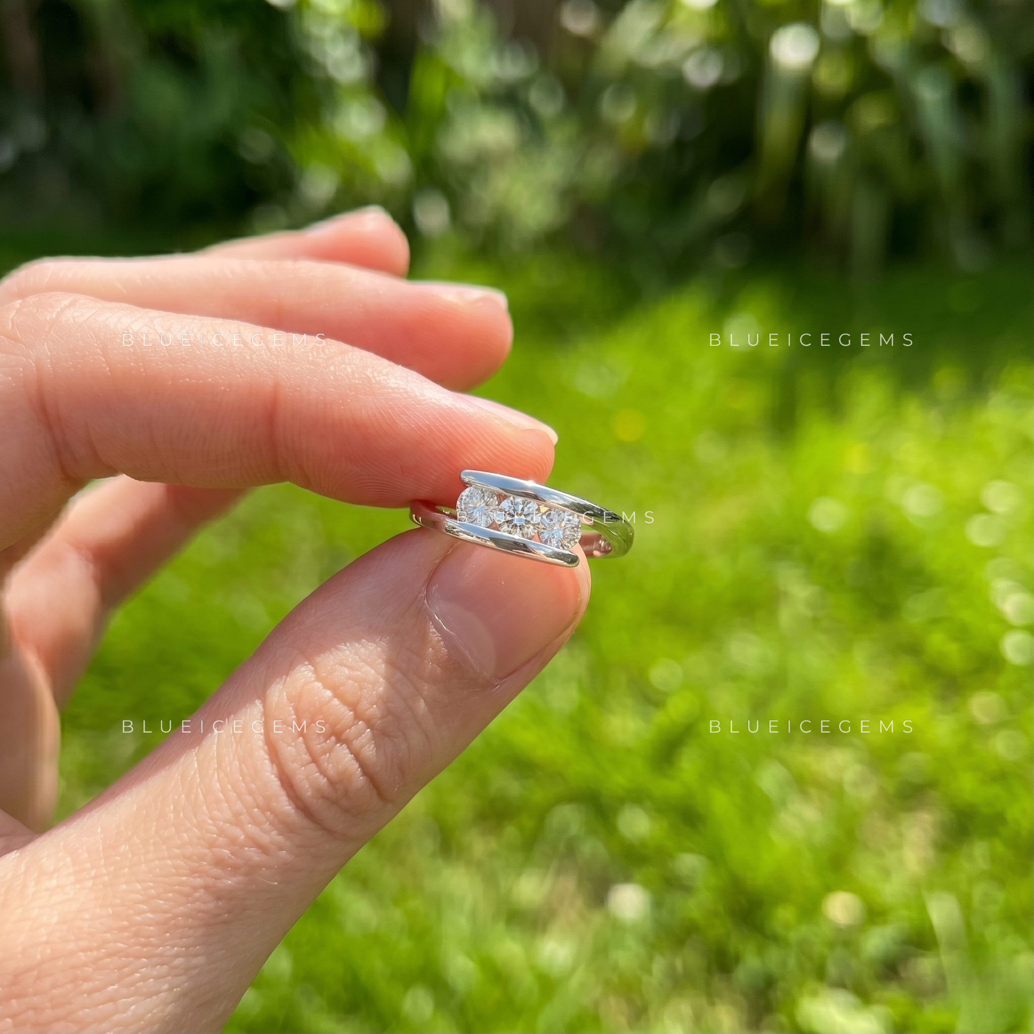 Starlight Cascade Round Cut Contour Wedding Band