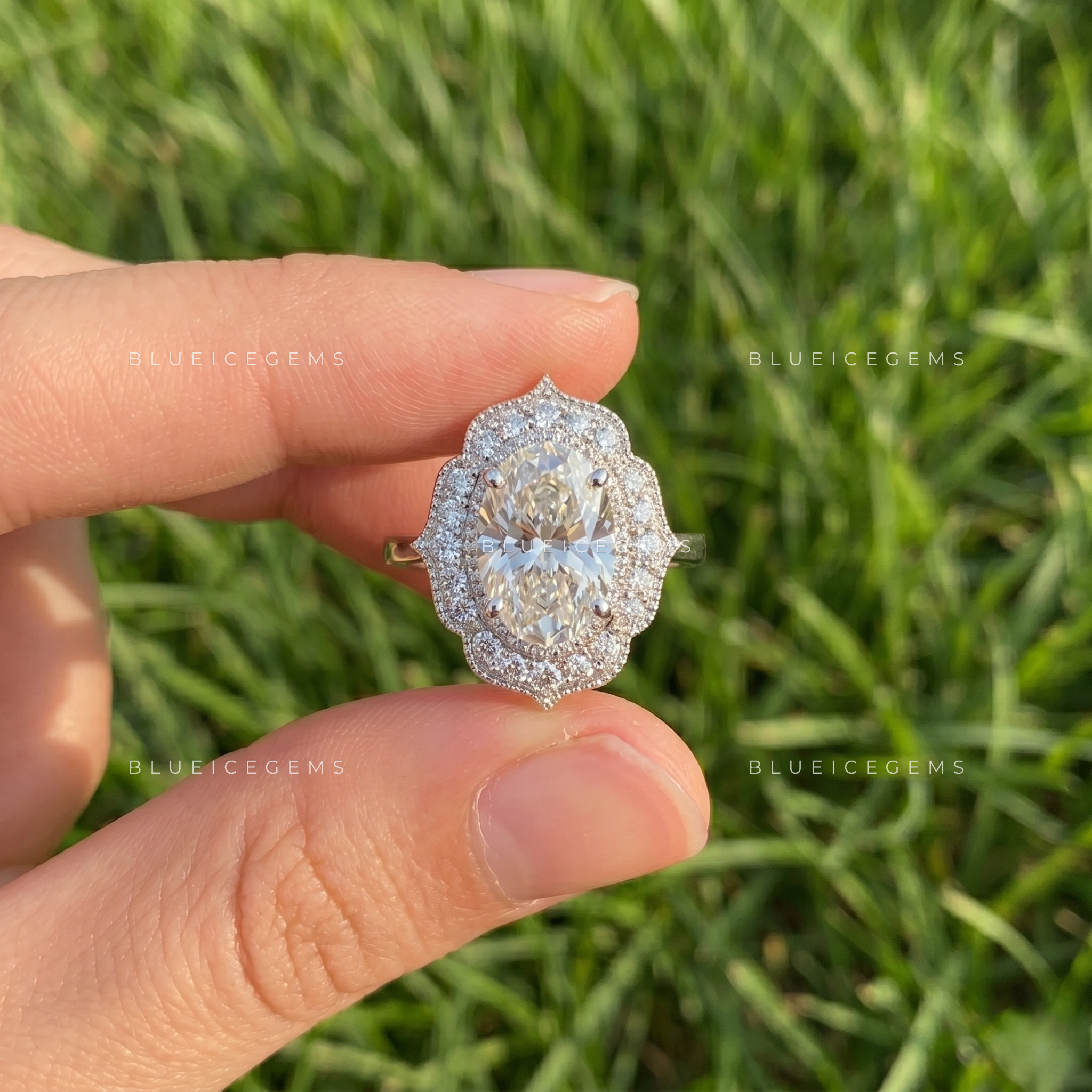 Serenade of Splendor Oval Cut Accent Engagement Ring