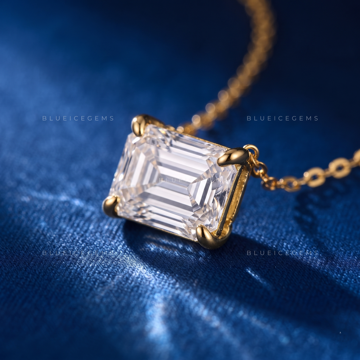 Emerald Cut Solitaire Diamond Pendant