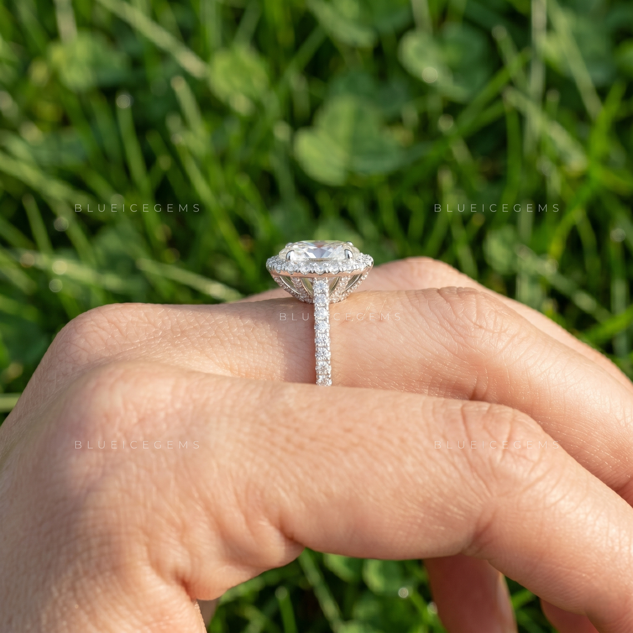 Ethereal Radiance Oval Cut Petite Pavé Accent Solitaire Ring