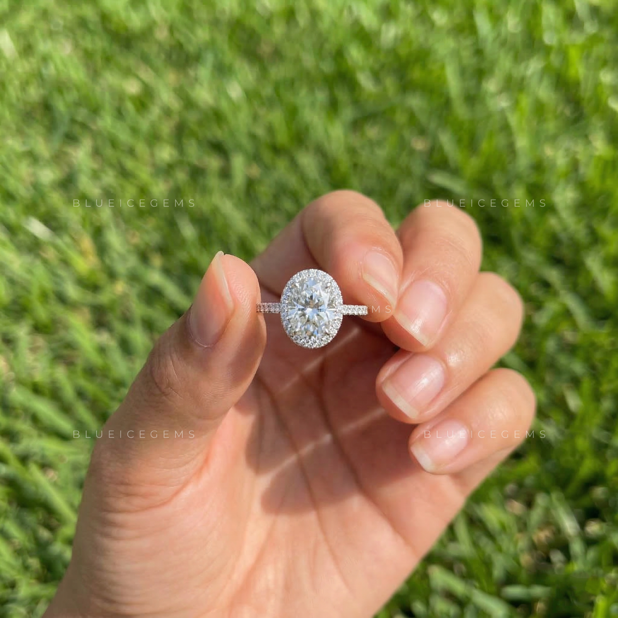 Ethereal Oval Cut Scalloped Halo Ring