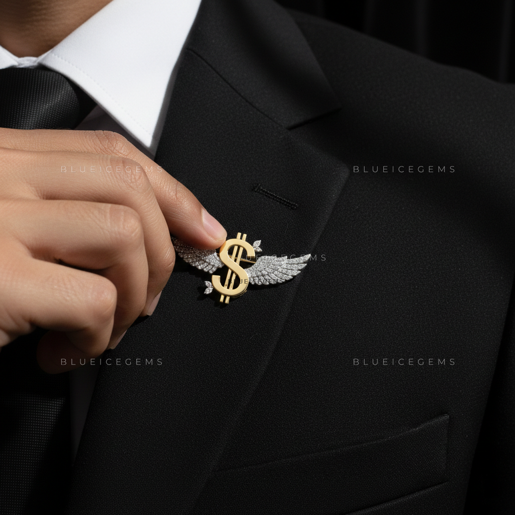 The Sovereign Hustle: Bespoke Winged Dollar Statement Brooch