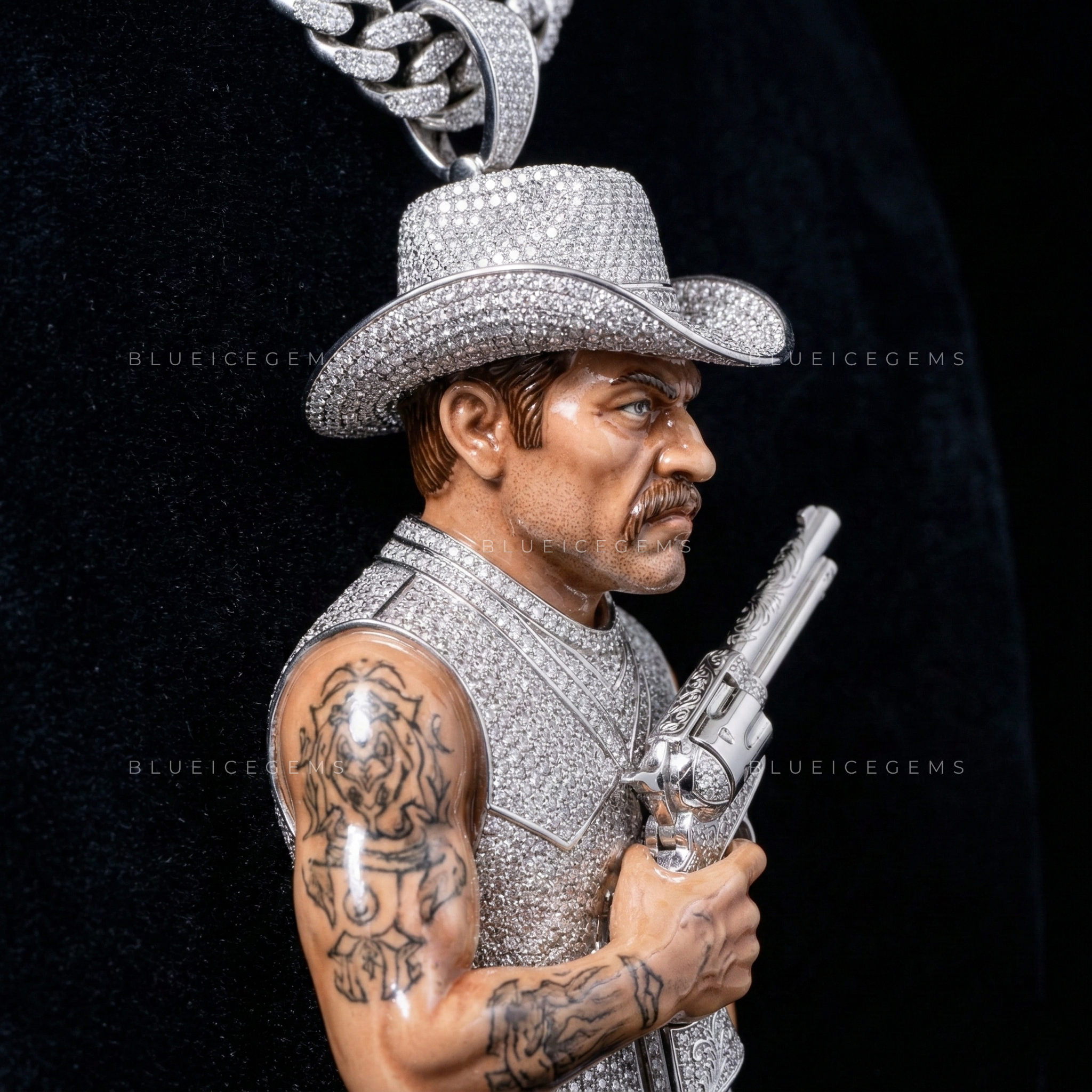 The "Outlaw" Marshal: 3D Cinematic Portrait & Iced-Out Western Sovereign