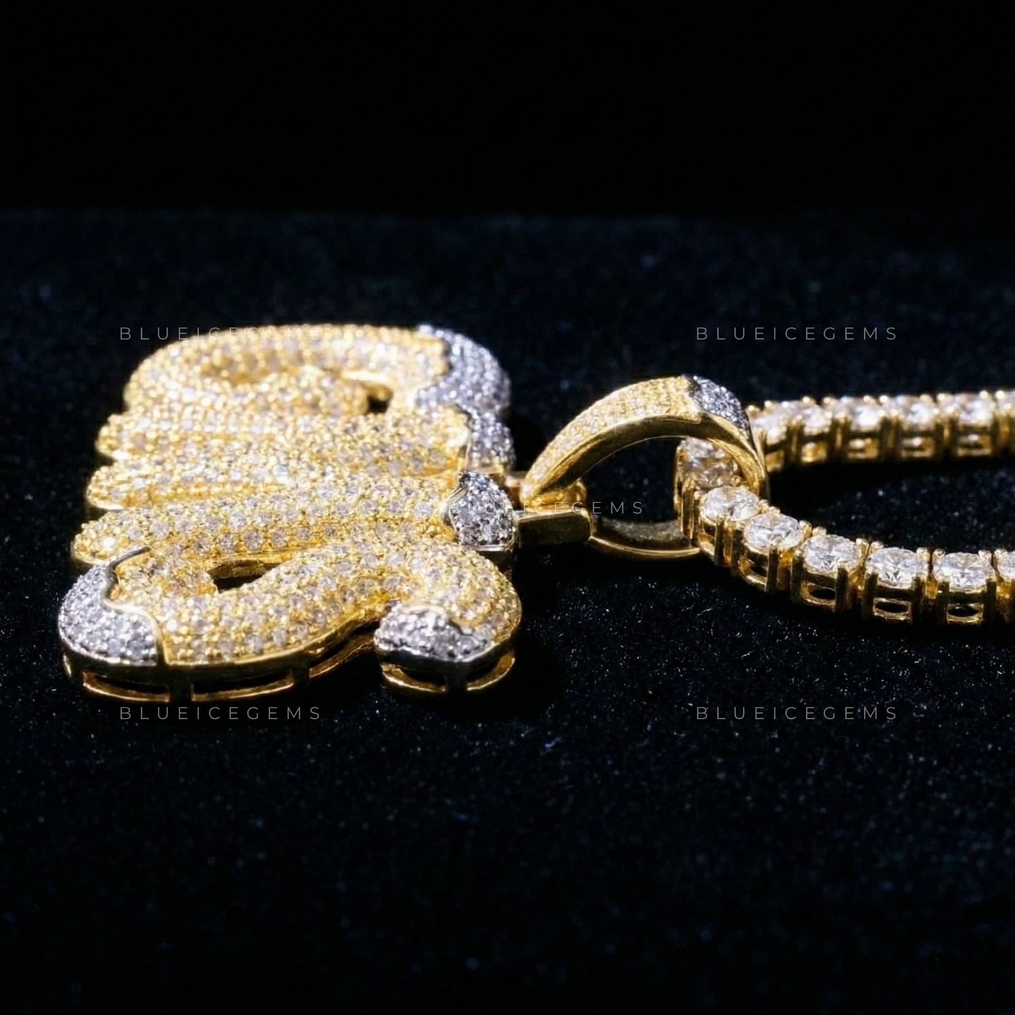 The "GMS" Arctic Gold: Snow-Capped 3D Bubble Script Two-Tone Pendant