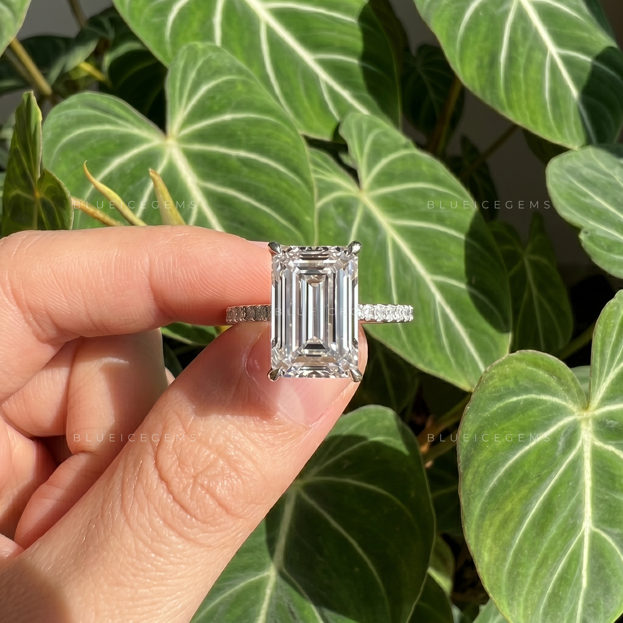 Architectural Elegance Emerald Cut Claw Prong Solitaire Engagement Ring
