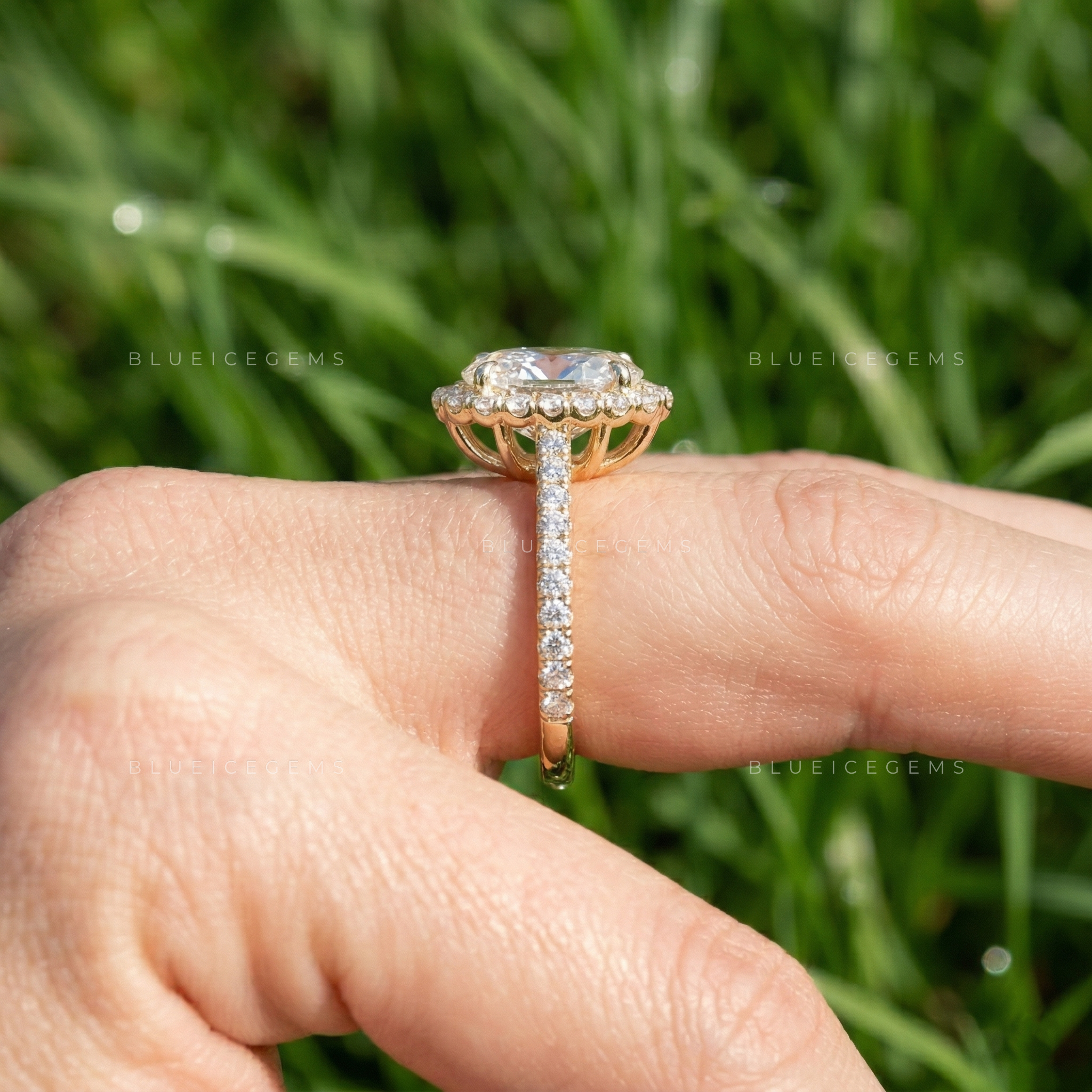 Radiant Horizon Oval Cut Pavé Engagement Ring