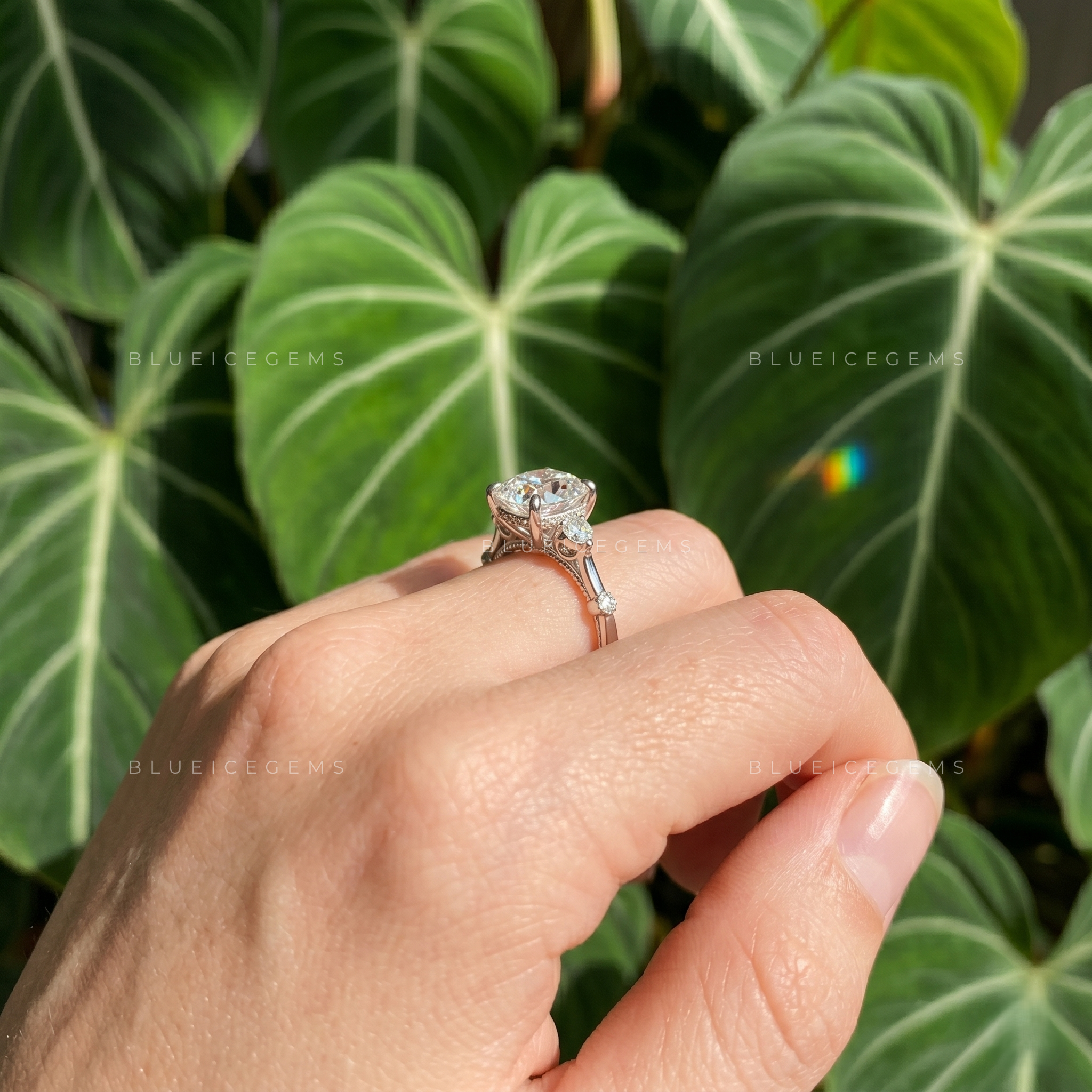 Refined Elegance Cushion Cut Hidden Halo Solitaire Engagement Ring