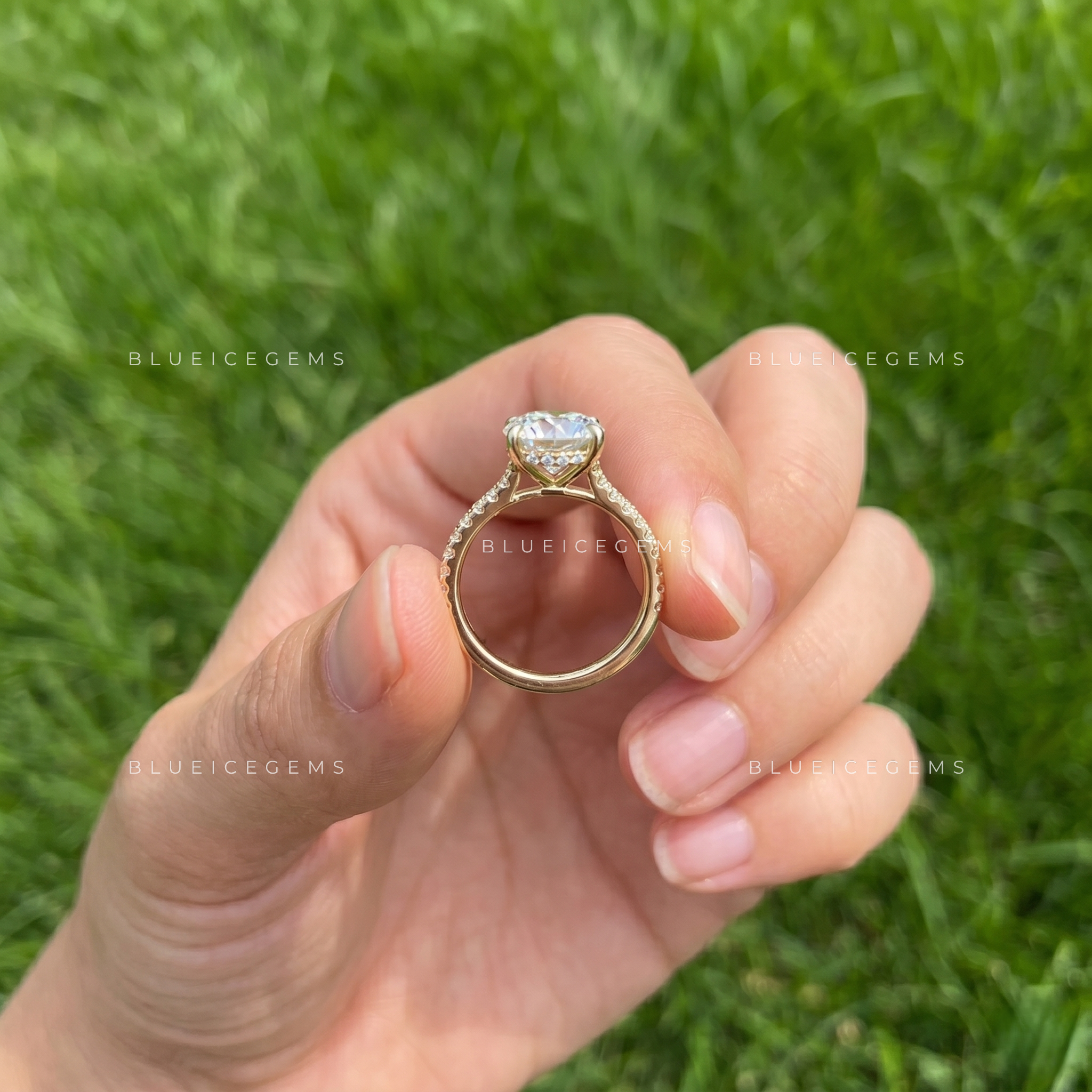 Imperial Radiance Round Cut Cathedral Pavé Engagement Ring