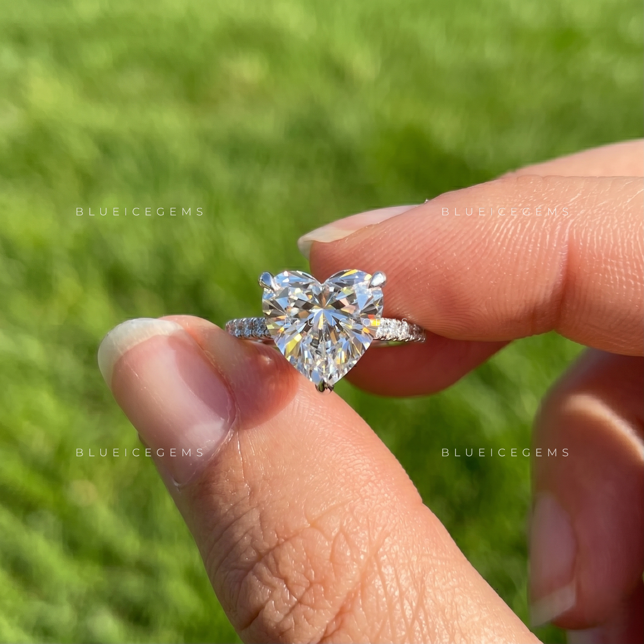 Celestial Heart Brilliant Cut Pavé Diamond Engagement Ring