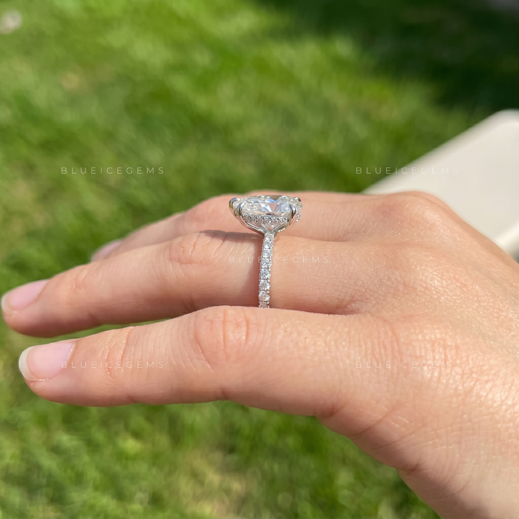 Ethereal Pear Brilliant Cut Hidden Halo Romantic Anniversary Statement Ring