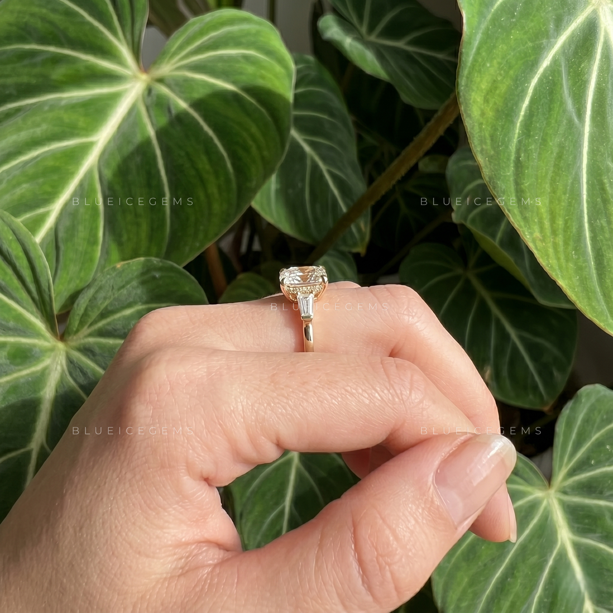 Regal Symphony Cushion Cut Three Stone Engagement Ring