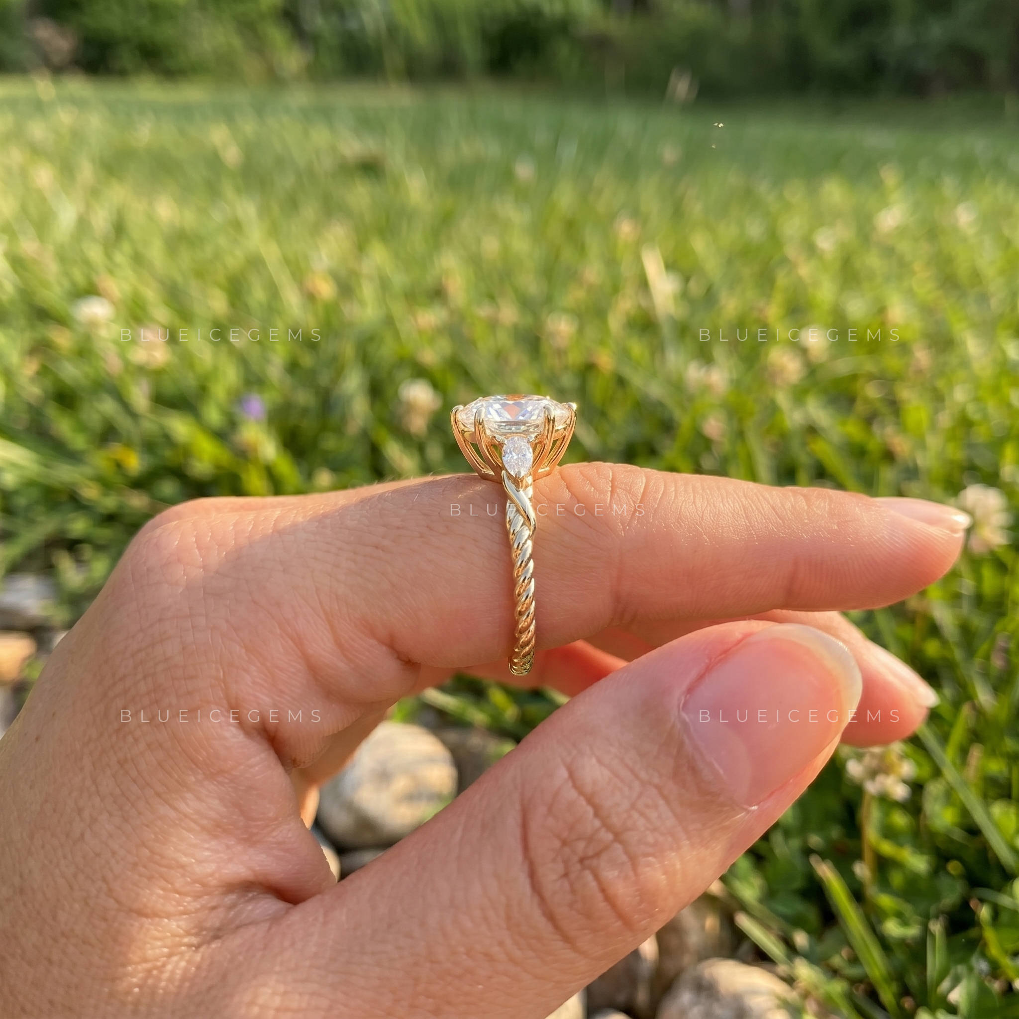 Ethereal Whispers Oval Cut Delicate Pave Accent Engagement Ring