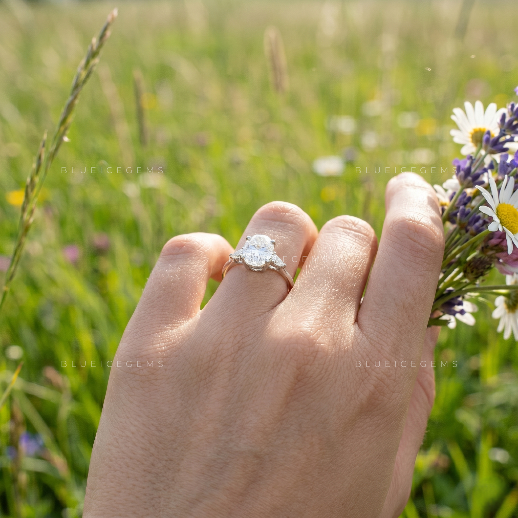 Infinite Allure Oval Cut Marquise Floral Accent Engagement Ring