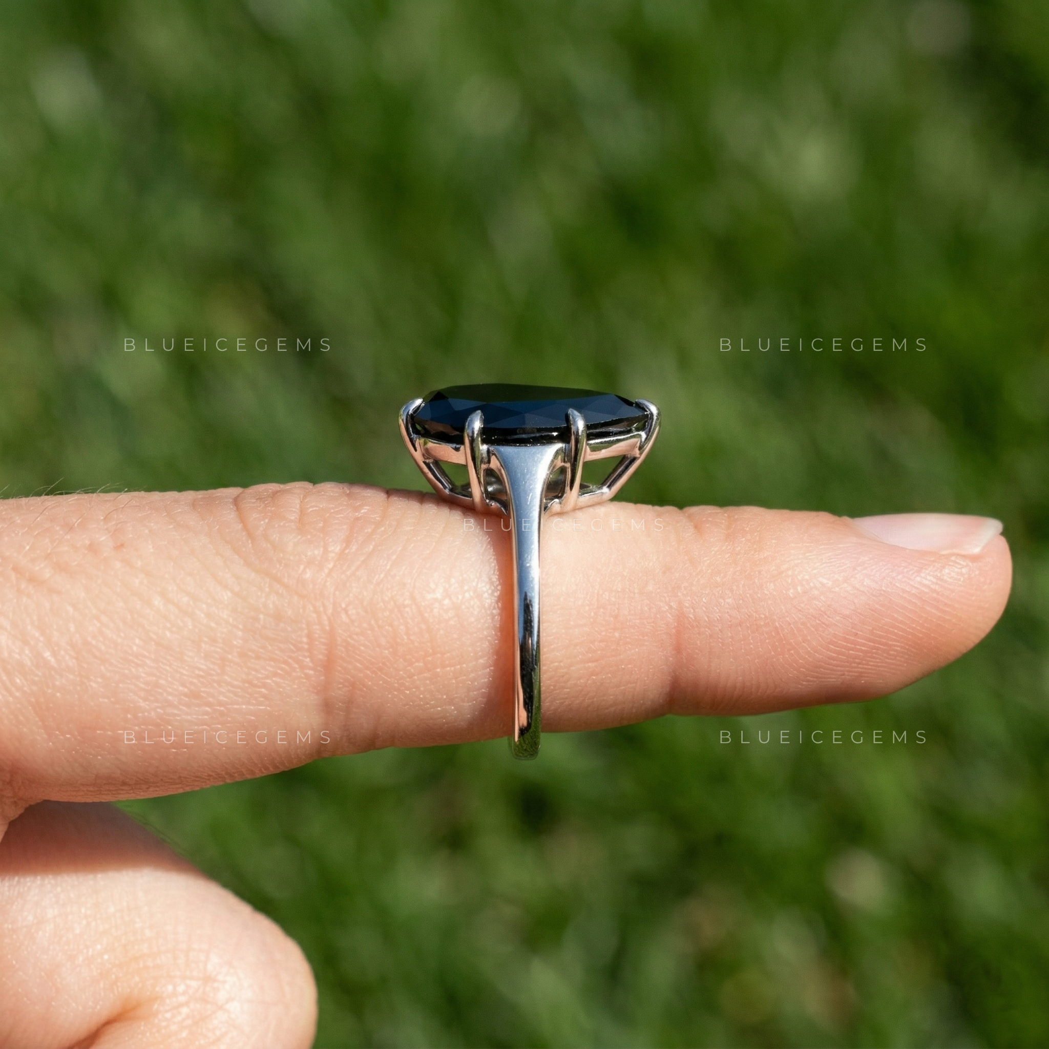 Midnight Noir Pear Cut Moissanite Solitaire Ring