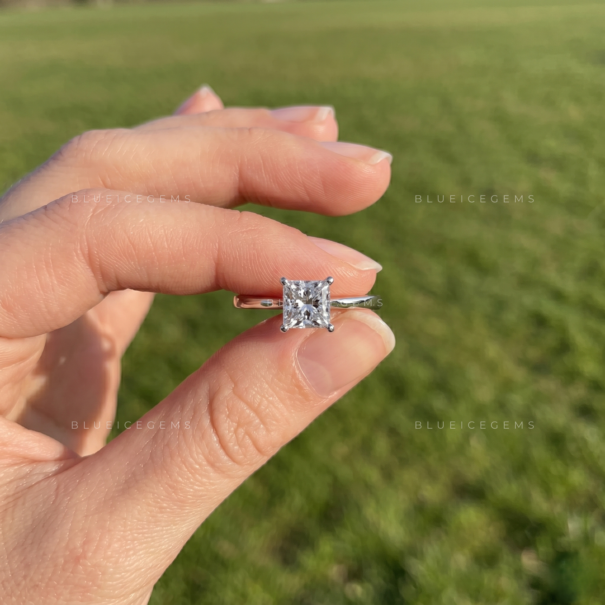 Sophisticated Princess Cut Solitaire Statement Engagement Ring