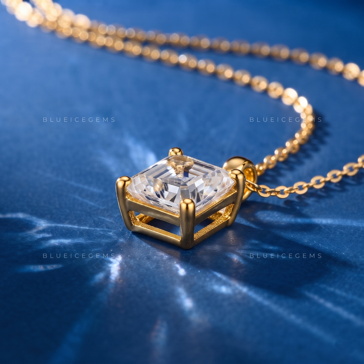 Asscher Cut Solitaire Diamond Pendant