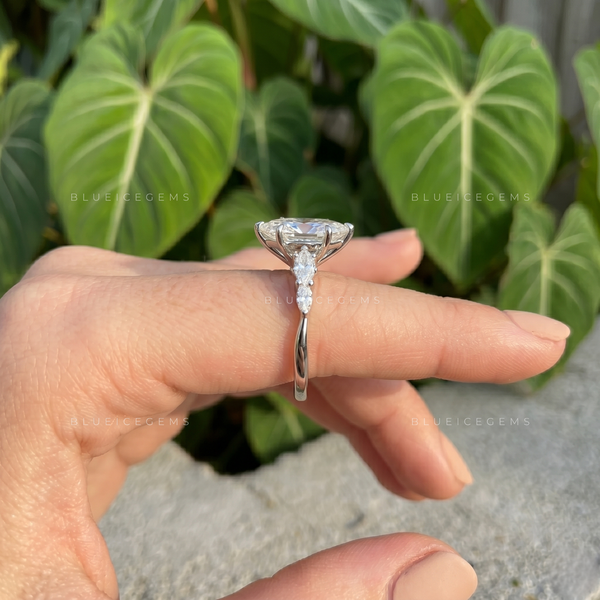 Graceful Allure Marquise Brilliant Cluster Solitaire Engagement Ring