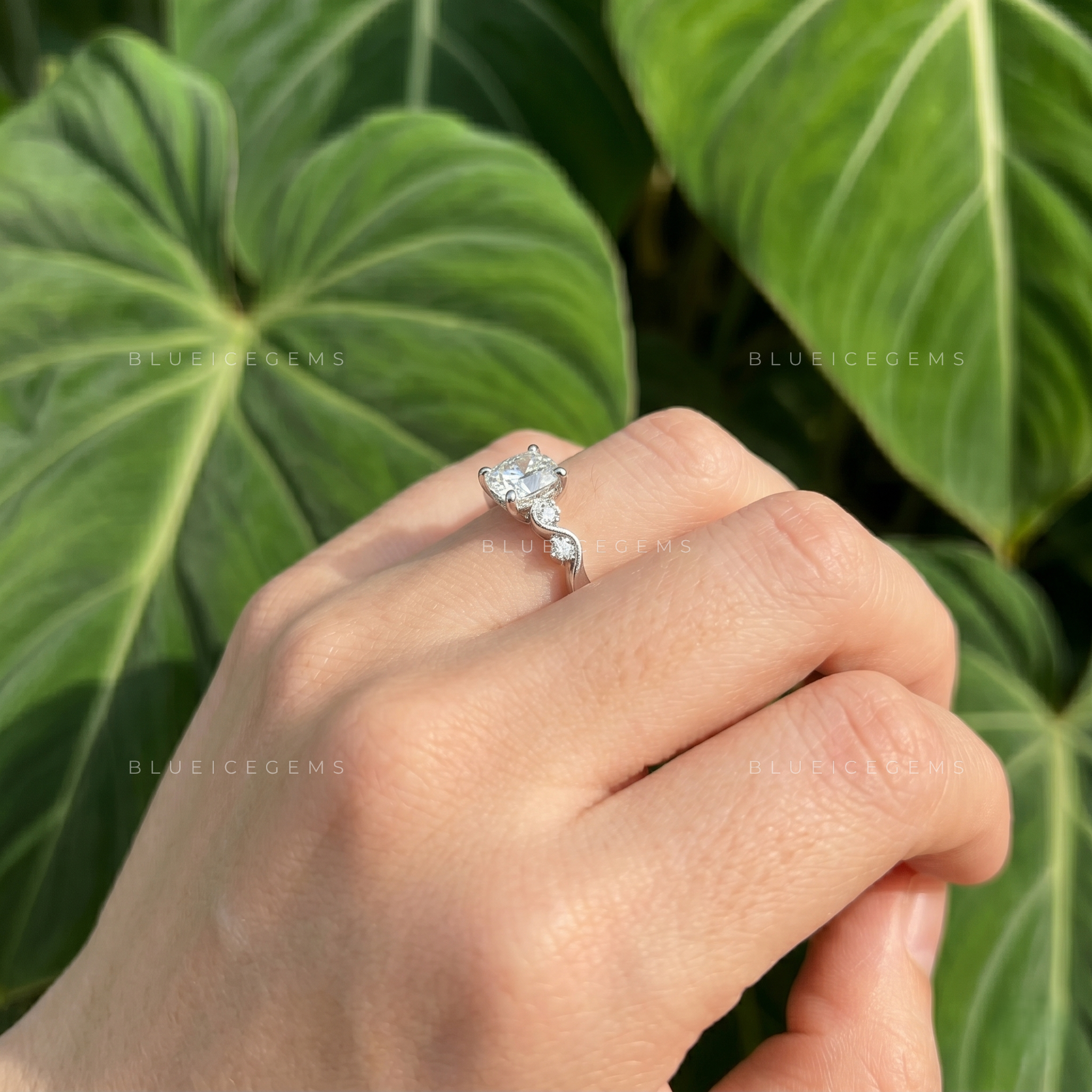 Harmony of Brilliance Five Stone Cushion Cut Engagement Ring