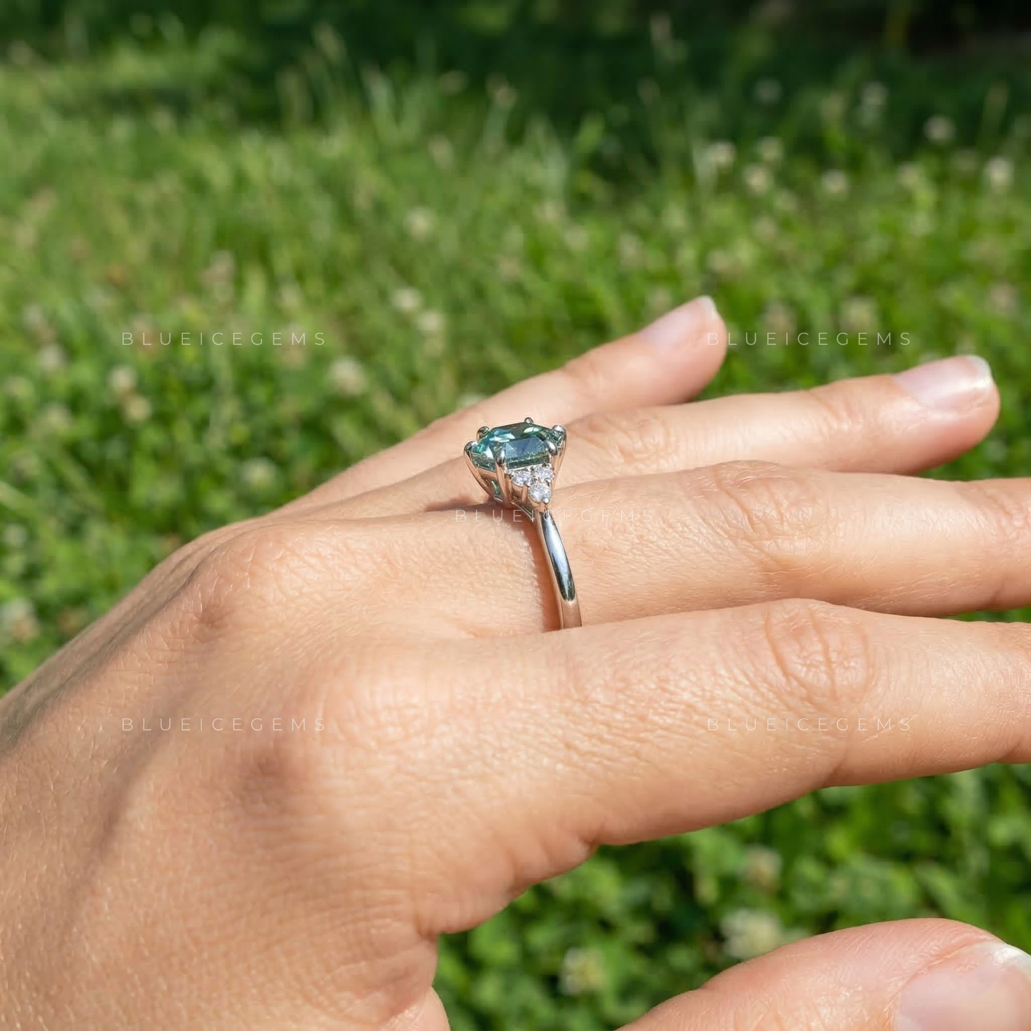 Celestial Hexagon Step Cut Art Deco Ring