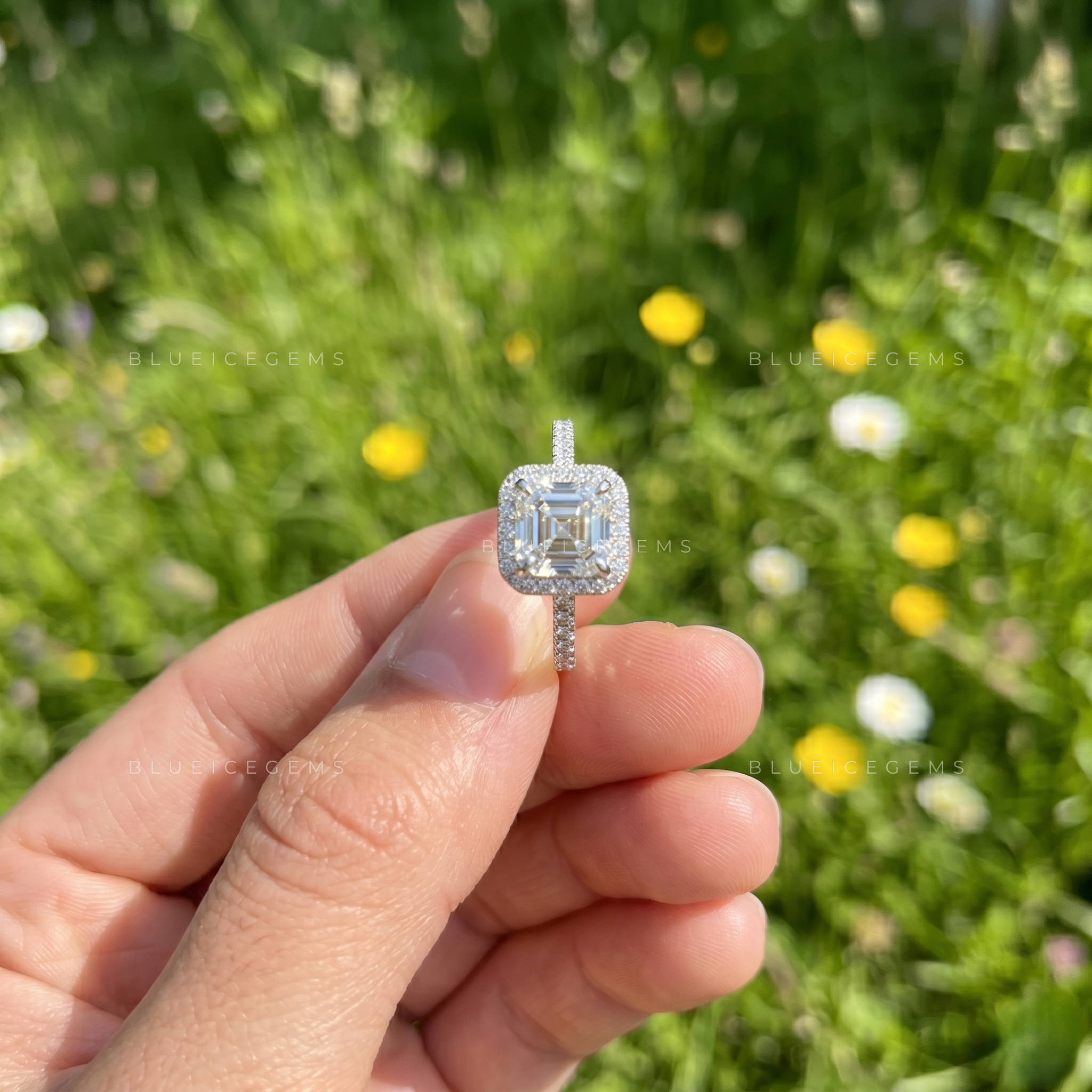 Vintage Radiance Asscher Cut Halo Engagement Ring