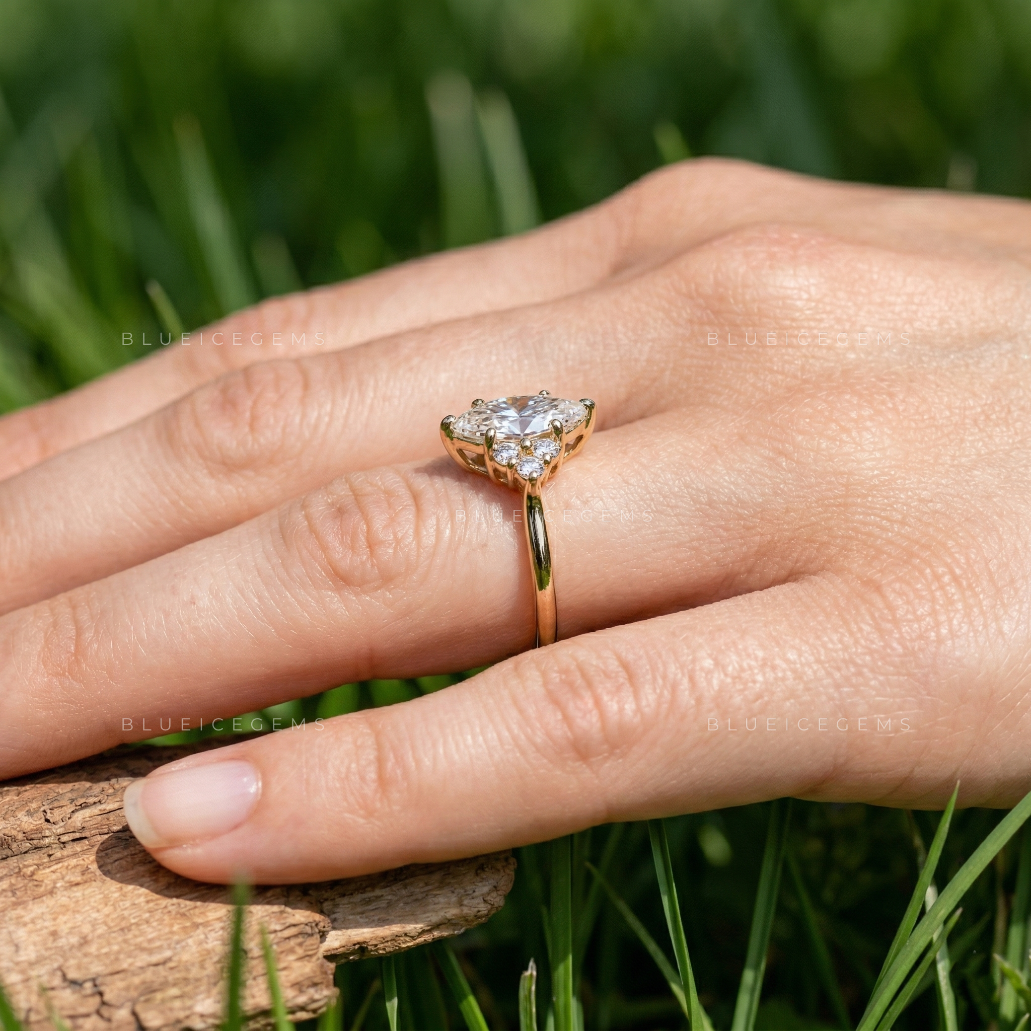 Antique Splendor Dutch Marquise Cut Accent Engagement Ring