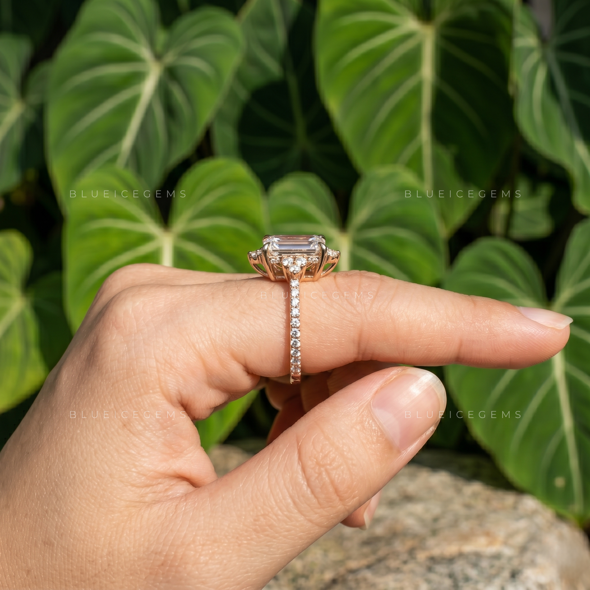 Enchanting Heritage Vintage Style Emerald Cut Engagement Ring