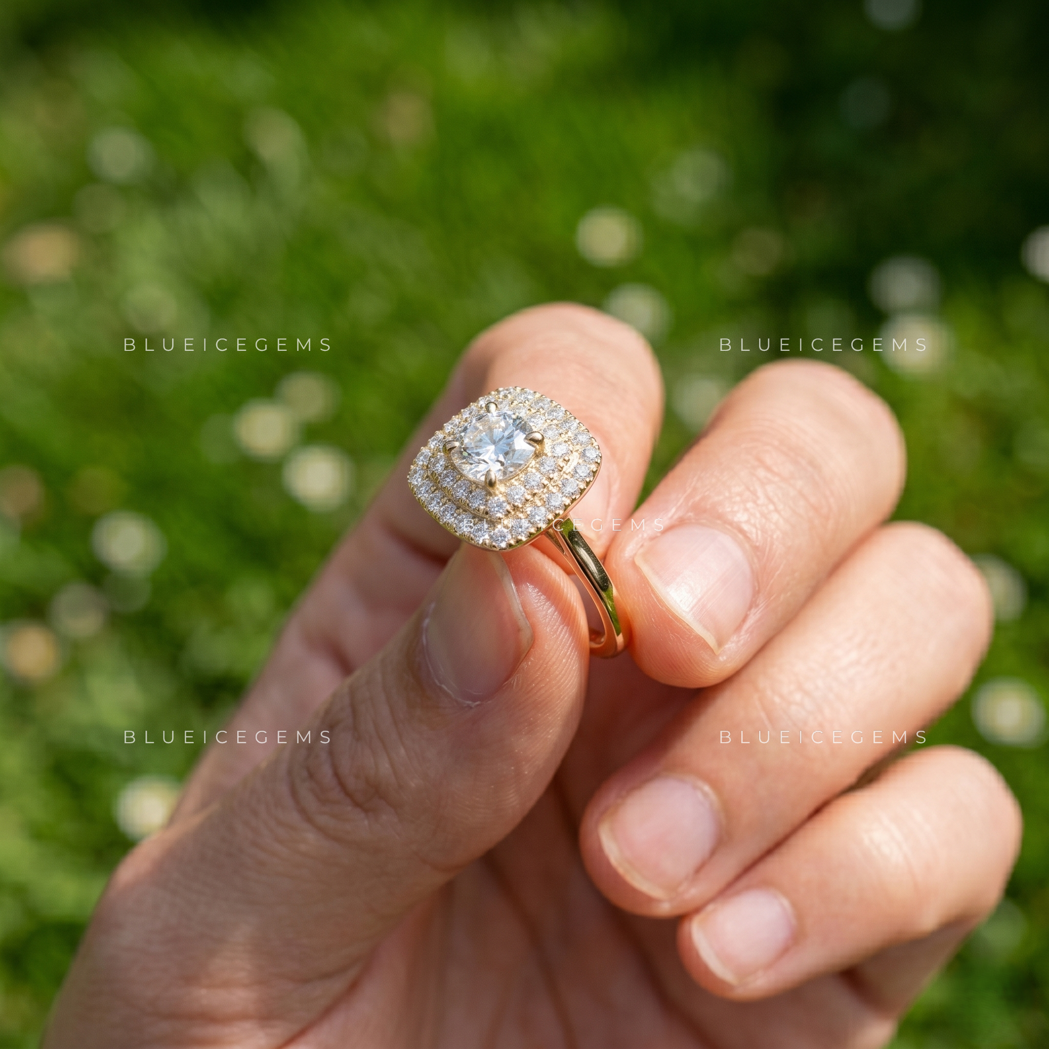 Enchanted Sparkle Round Cut Side Stone Engagement Ring