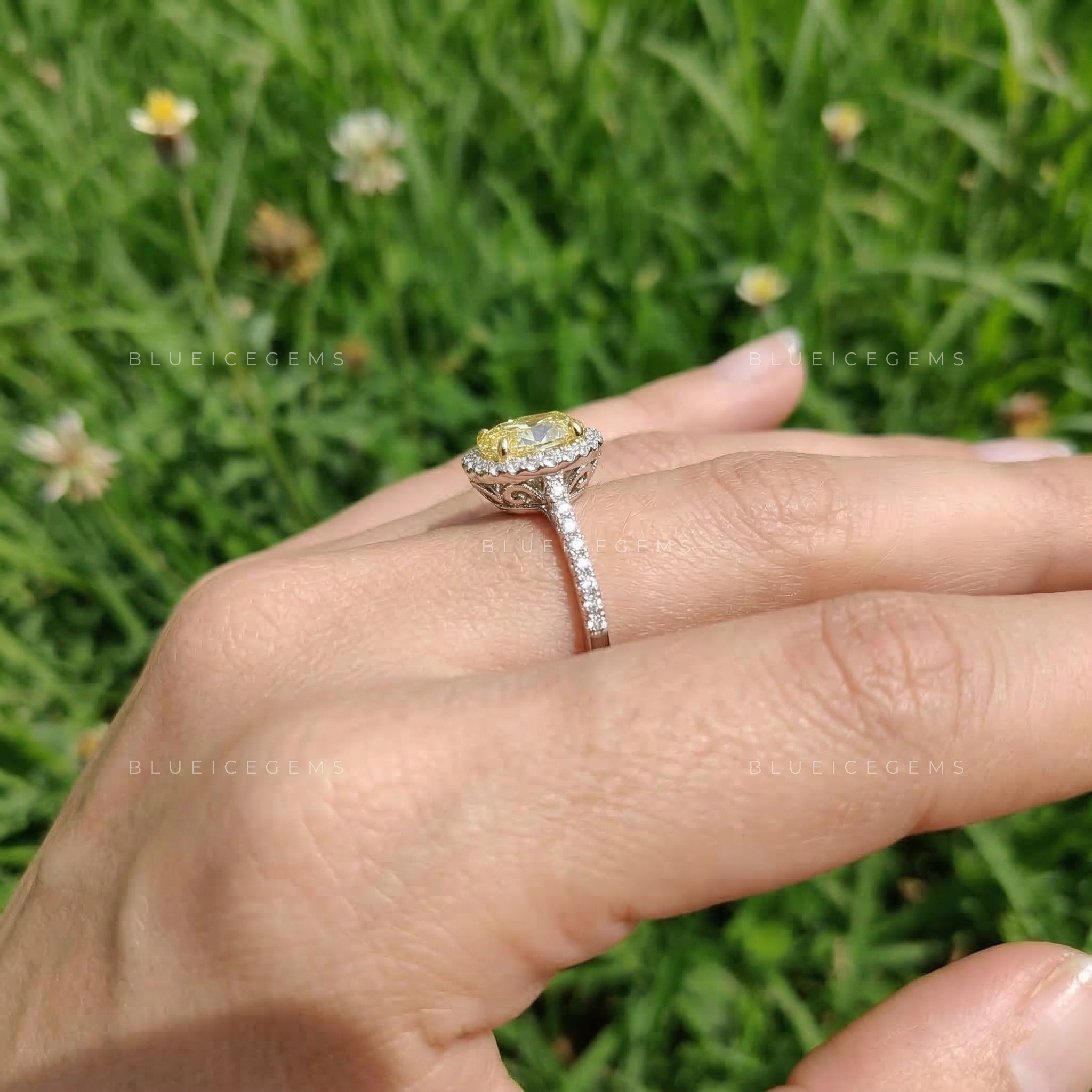 Radiant Canary Oval Cut Halo Ring