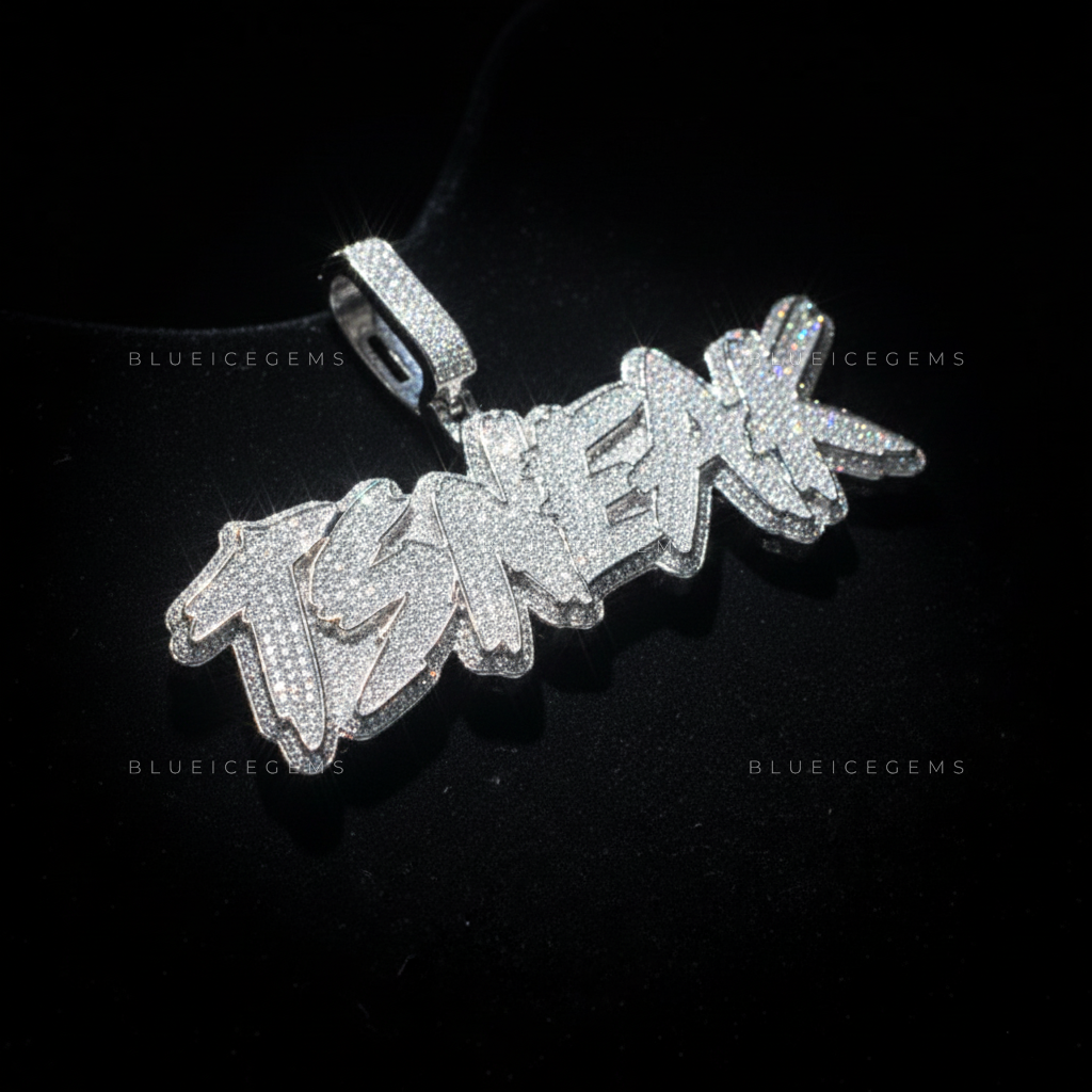 The "TSNEAK" High-Voltage: Jagged Electric Script & Triple-Tiered Frost Pendant