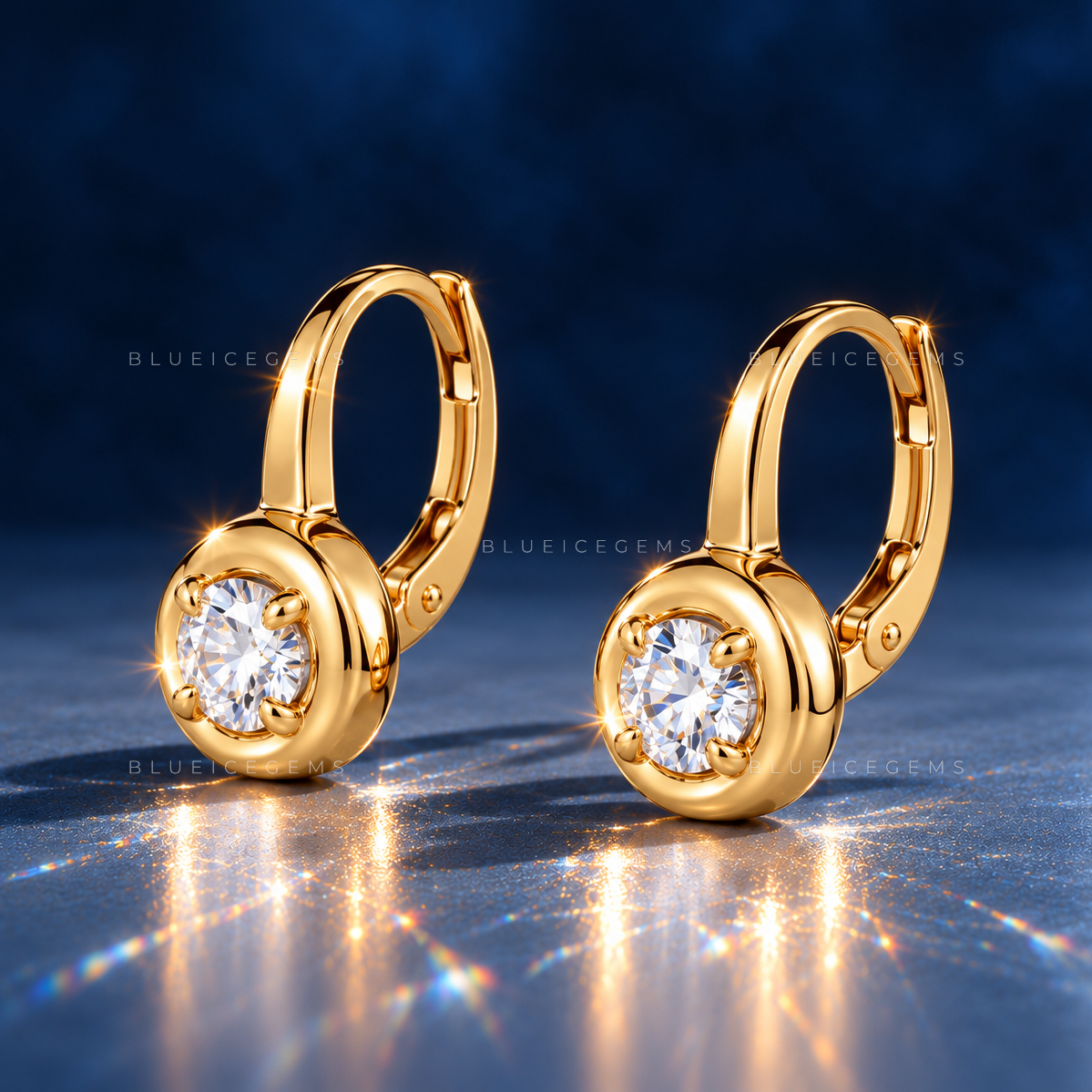 Round Diamond Bezel Drop Earrings