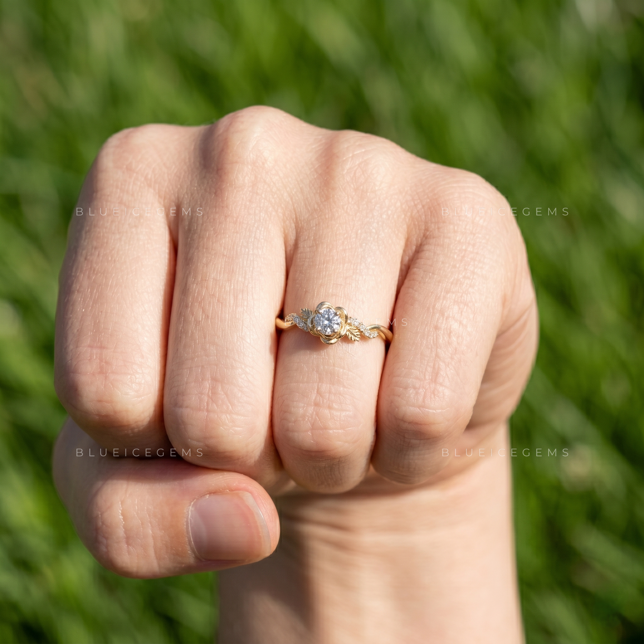 Celestial Sparkle Delicate Round Cut Accent Engagement Ring