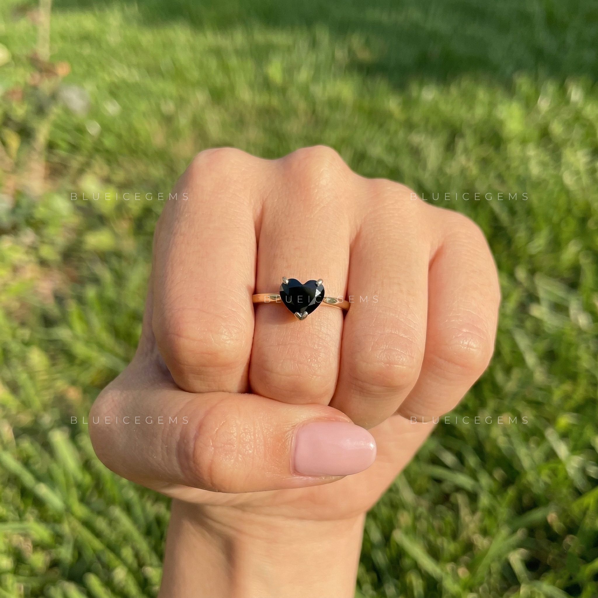 Midnight Noir Heart Cut Black Moissanite Solitaire Ring