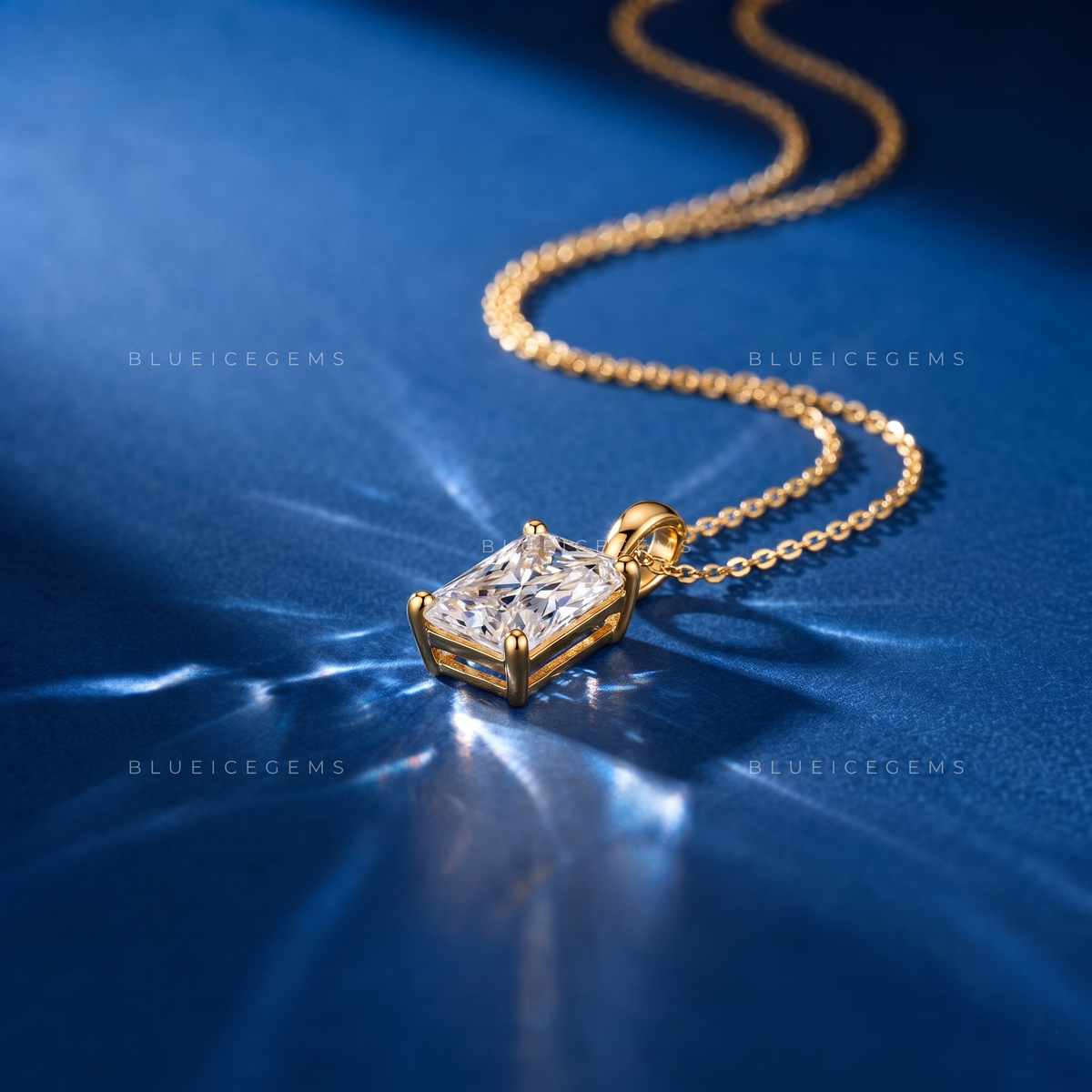 Radiant Cut Solitaire Diamond Pendant