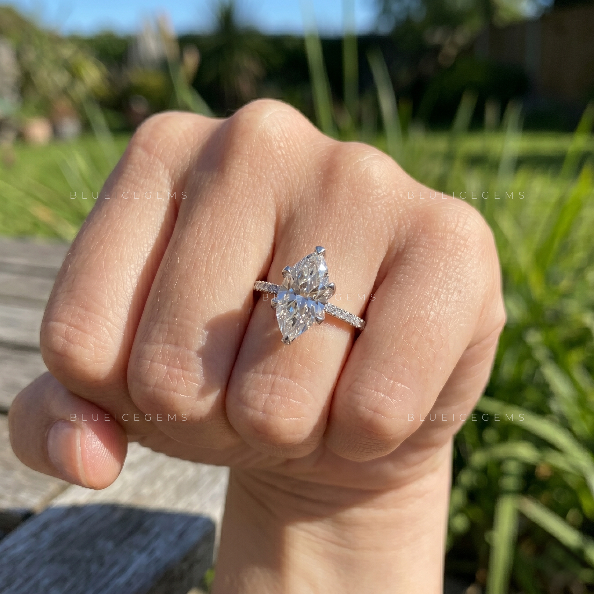Nature-Themed Marquise Cut Sophisticated Anniversary Treasure Ring