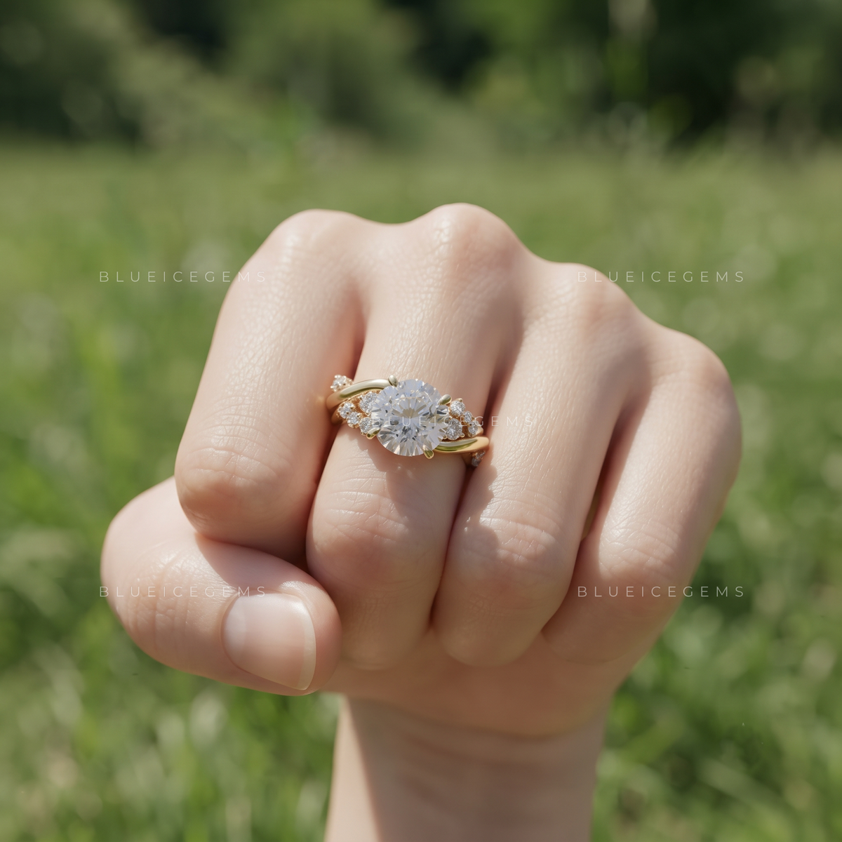 Willow Twist Portuguese Cut Diamond Engagement Ring