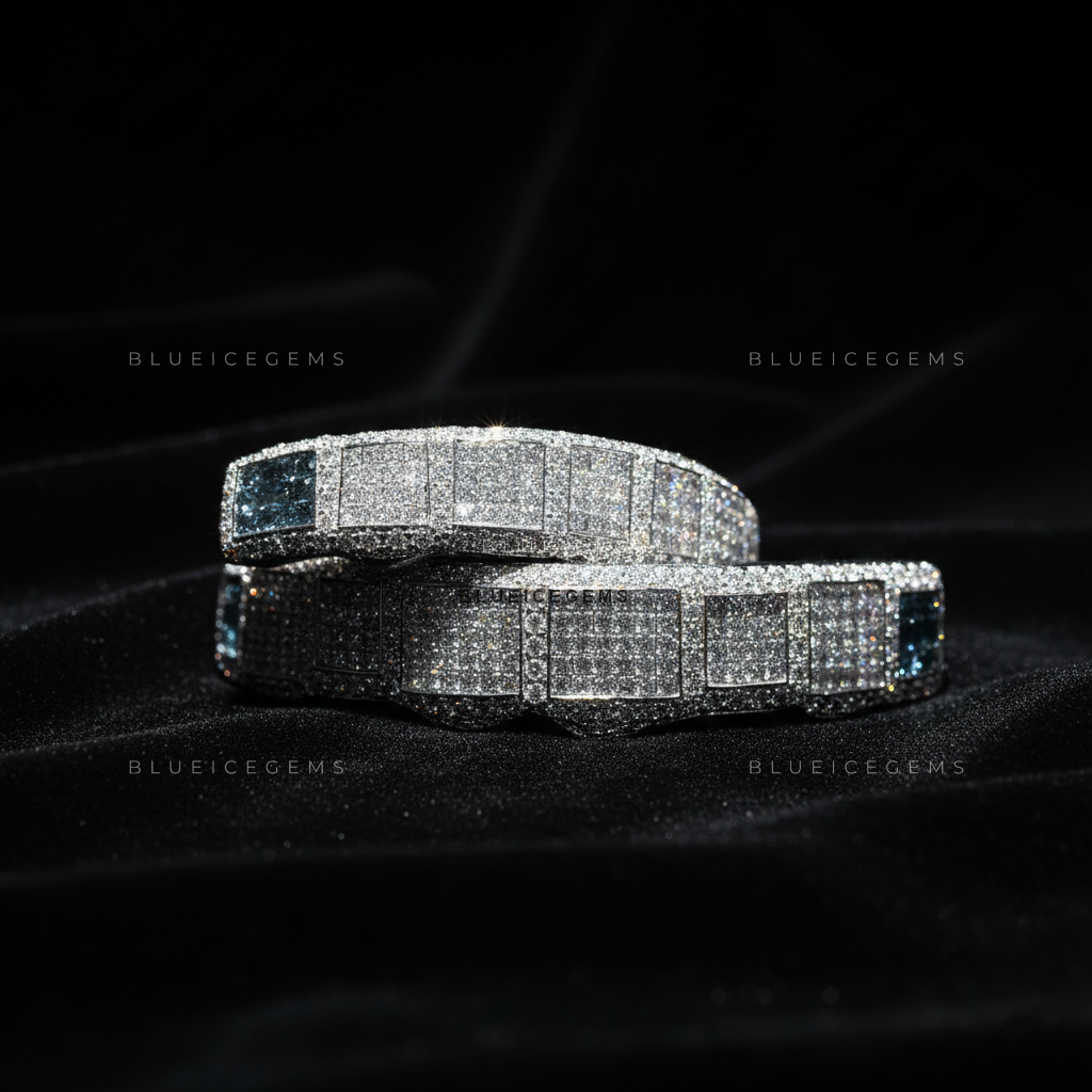 Iced-Out Grid Block Grillz