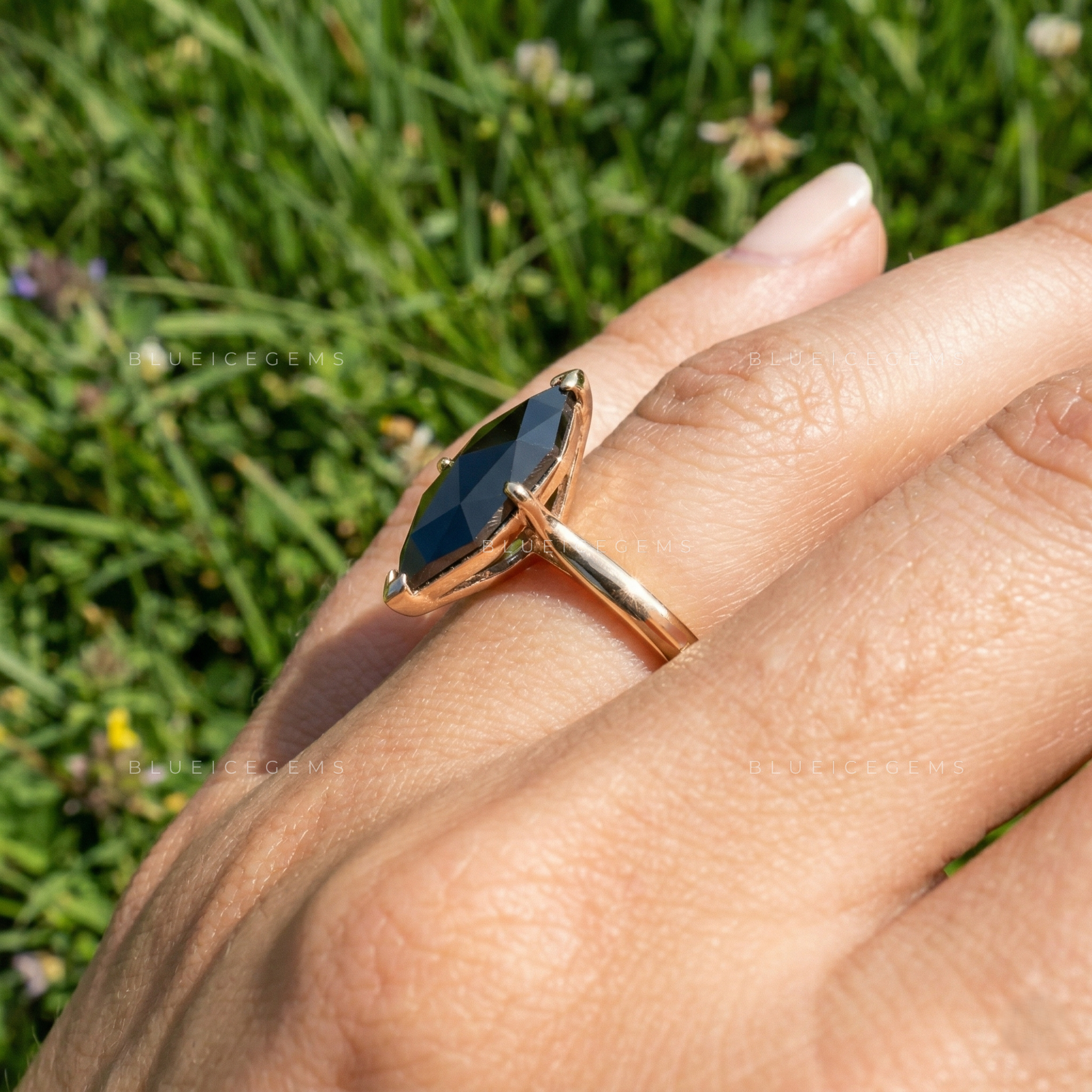 Vintage Noir Dutch Marquise Rose Cut Solitaire Ring