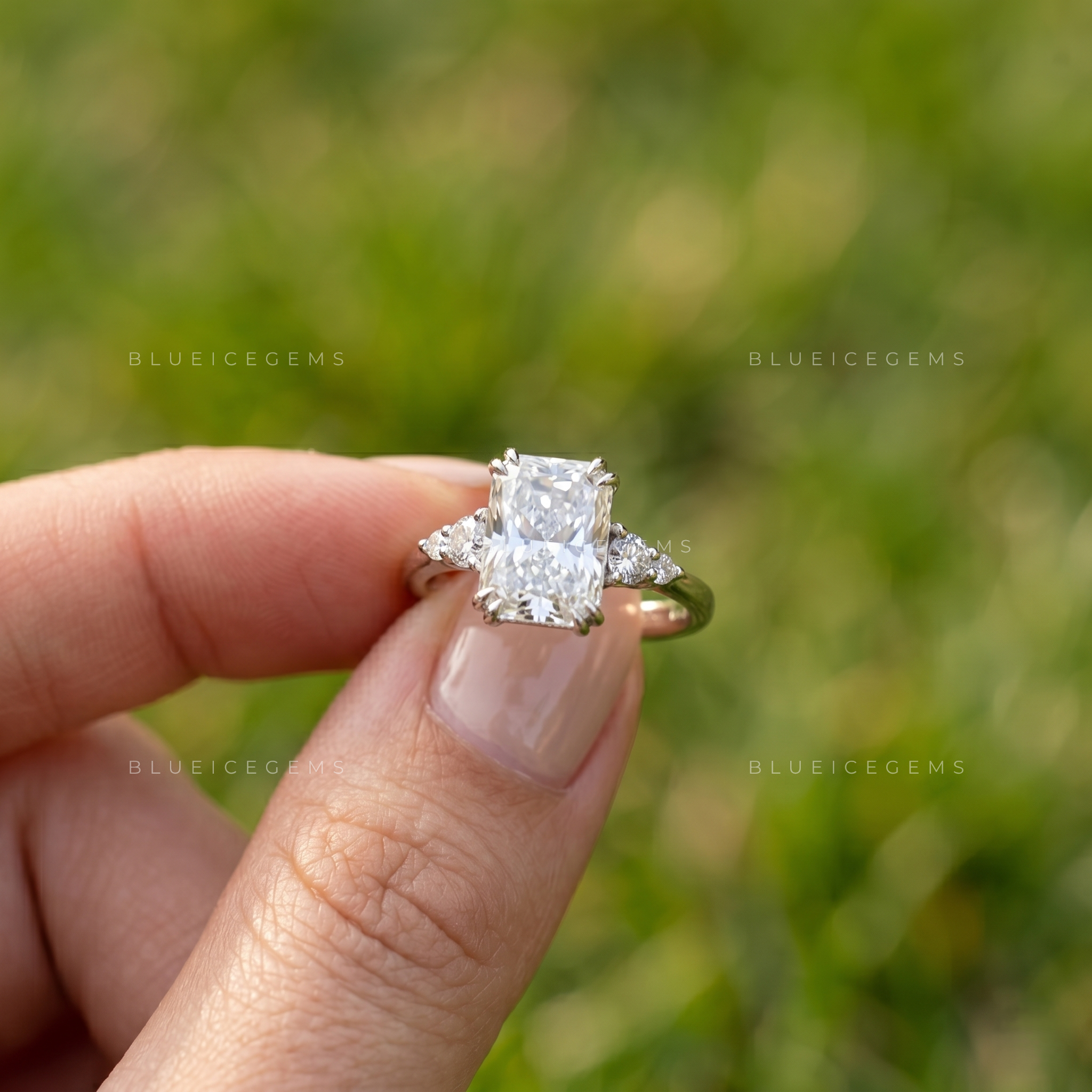 Starlight Symphony Radiant Cut Five Stone Engagement Ring